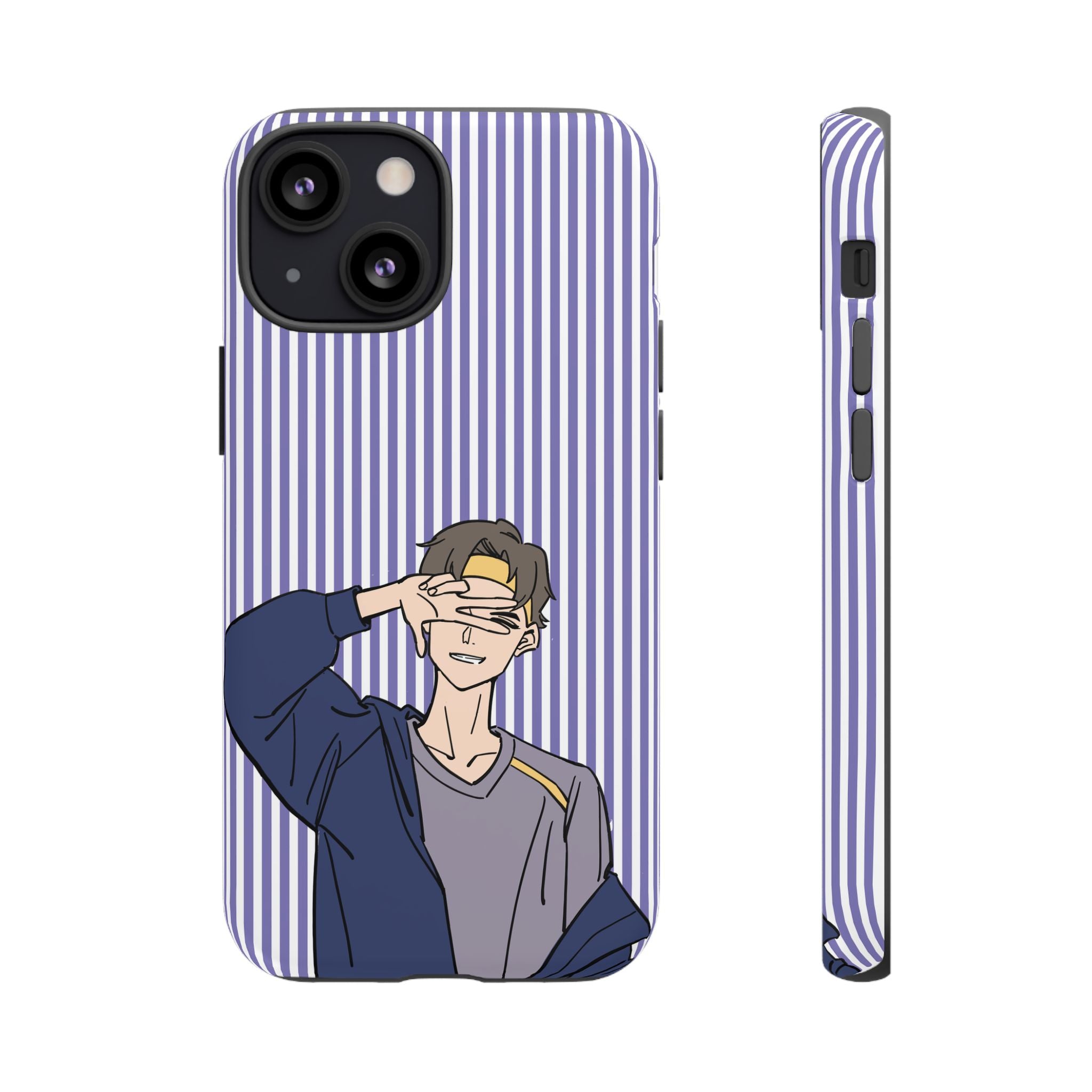 Casual Anime Guy Phone Case | Valentines Day Striped Lines phone case, Purple Stripe Iphone case - Iphone, Samsung and Pixel Mobile cases