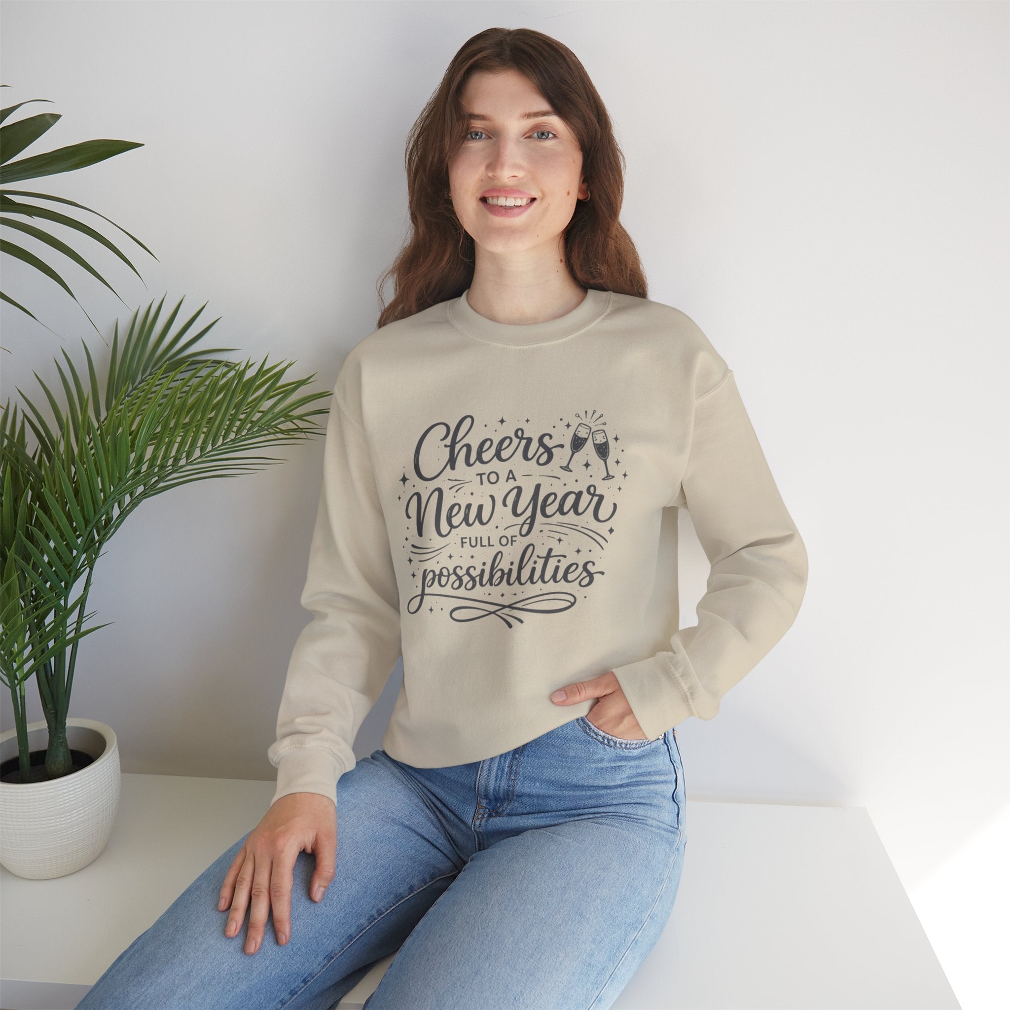 Cheers To A New Year Sweatshirt, Full Of Possibilities Hoodie, Champagne NYE Crewneck, Unisex Adult Youth
