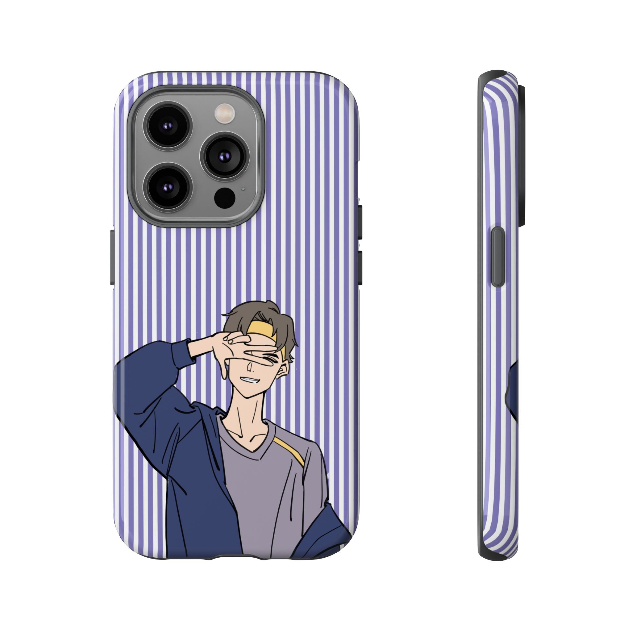 Casual Anime Guy Phone Case | Valentines Day Striped Lines phone case, Purple Stripe Iphone case - Iphone, Samsung and Pixel Mobile cases
