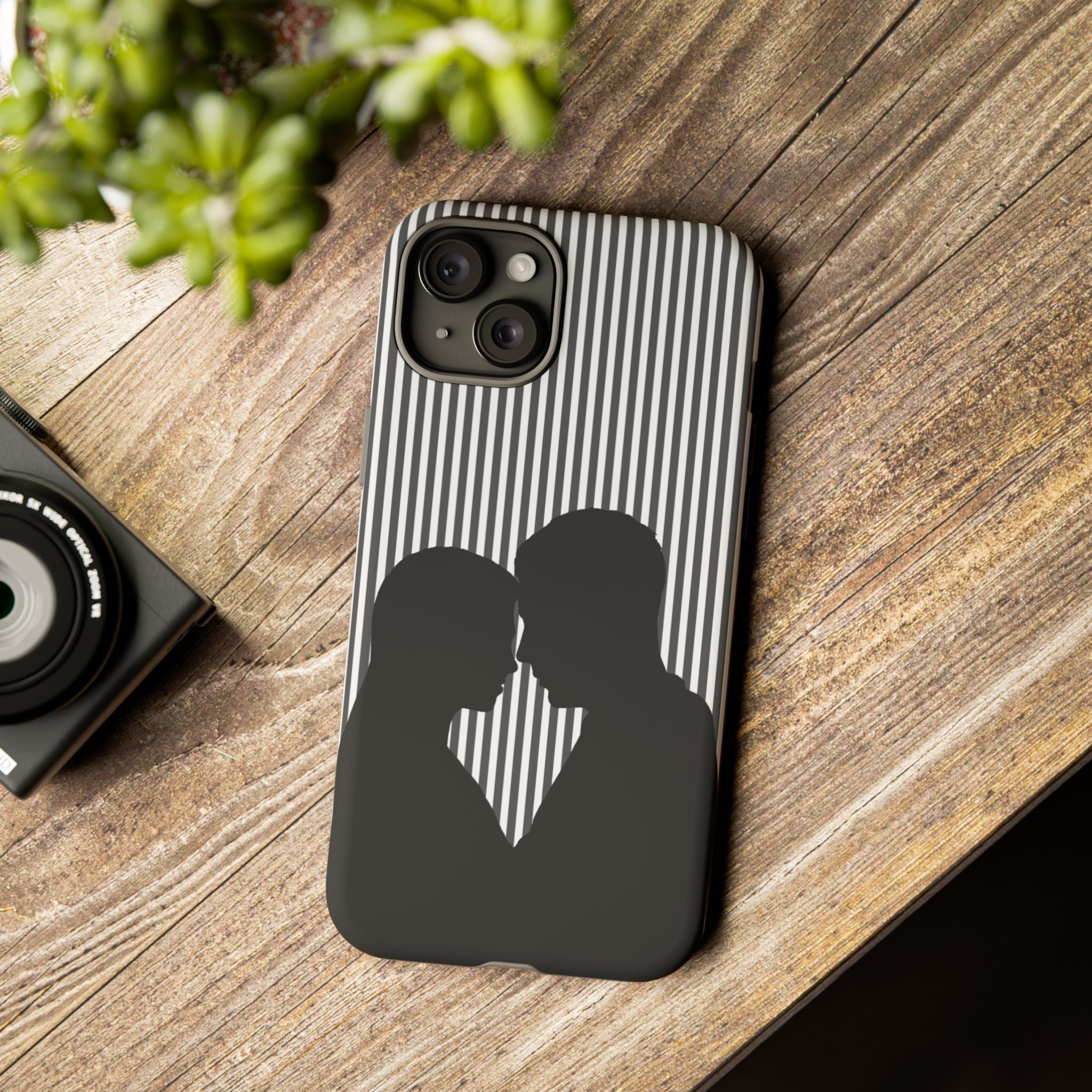Silhouette Couple Phone Case | Galentines Day Striped Black and white phone case, Stripe Iphone case - Iphone, Samsung and Pixel Mobile case