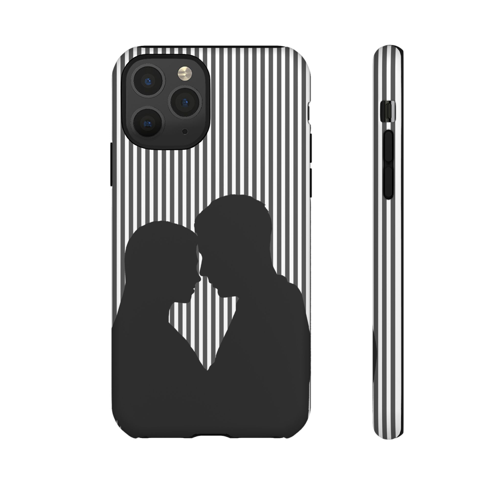 Silhouette Couple Phone Case | Galentines Day Striped Black and white phone case, Stripe Iphone case - Iphone, Samsung and Pixel Mobile case