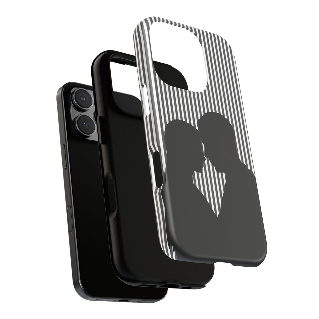 Silhouette Couple Phone Case | Galentines Day Striped Black and white phone case, Stripe Iphone case - Iphone, Samsung and Pixel Mobile case