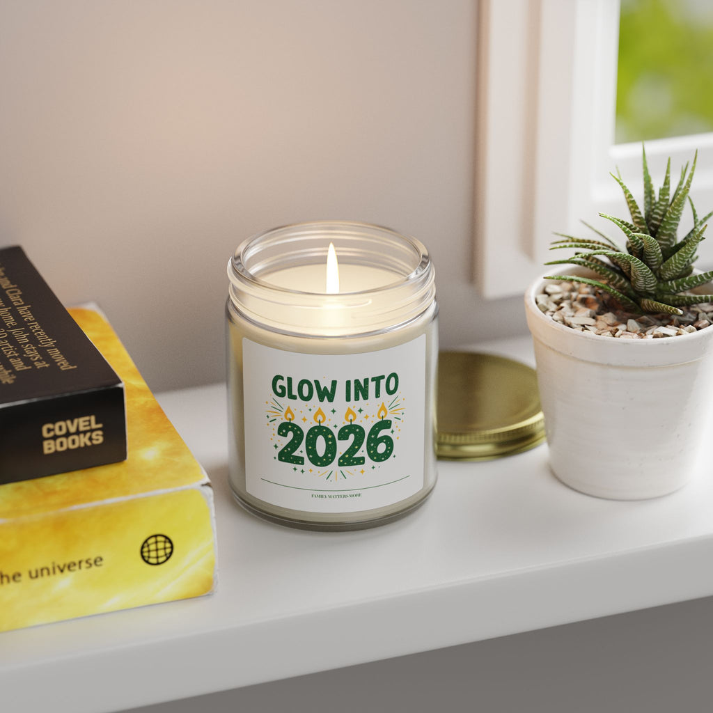 Glow Into 2026 Candle, Happy New Year Scented Soy Candle 4oz 9oz, Hand Poured Jar Candle, NYE Gift