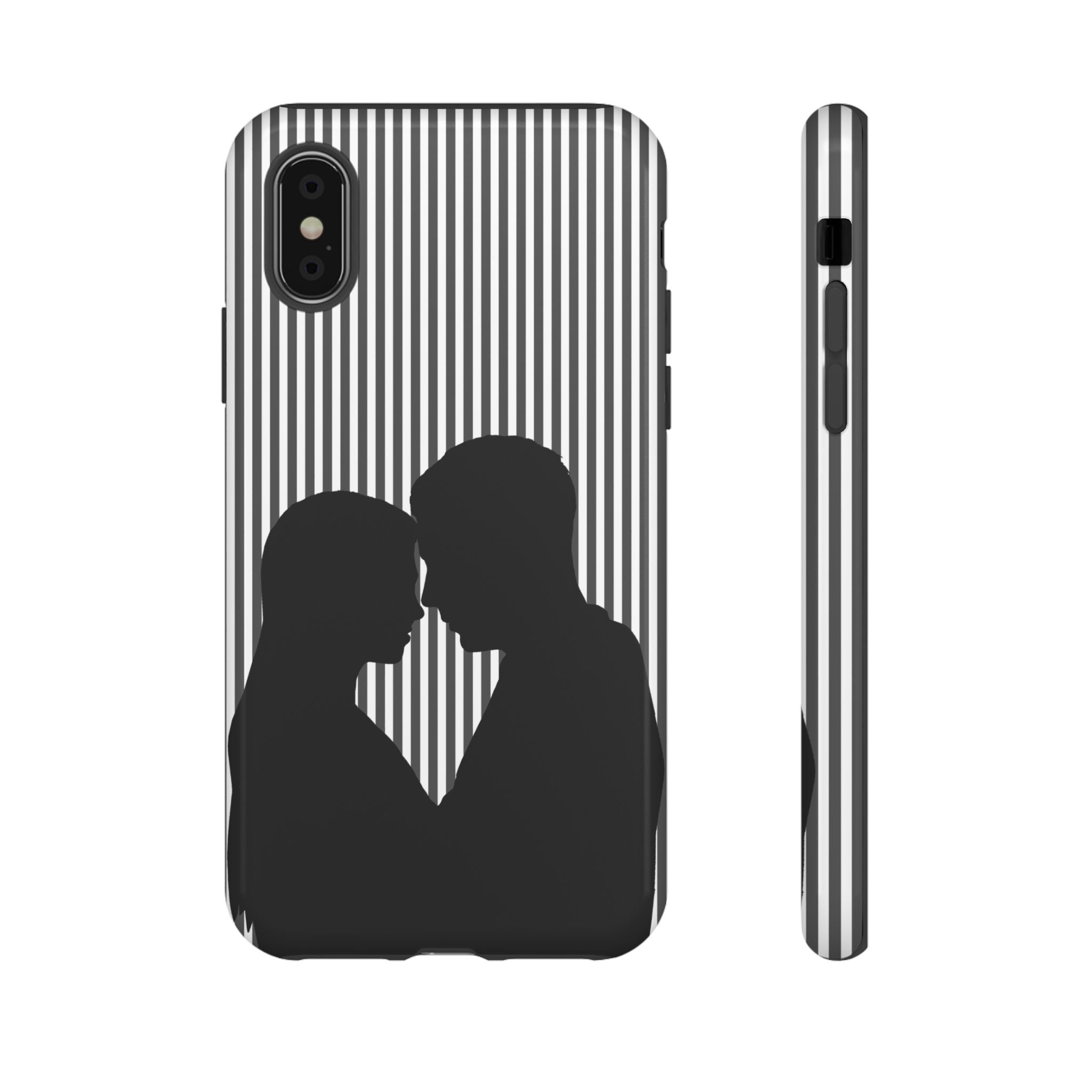 Silhouette Couple Phone Case | Galentines Day Striped Black and white phone case, Stripe Iphone case - Iphone, Samsung and Pixel Mobile case