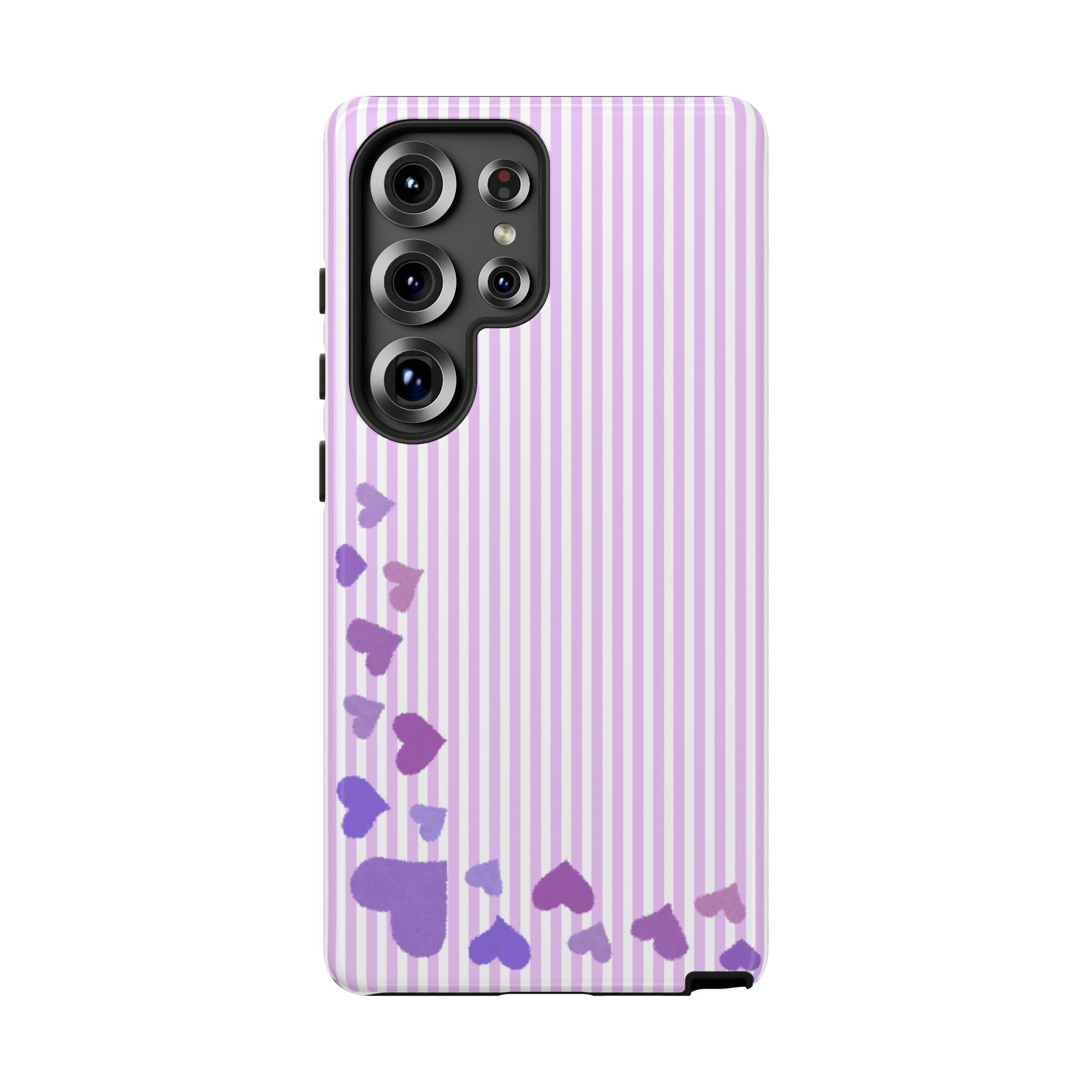 Valentines Day Striped hearts phone case, Purple Heart Floral Stripe Iphone case | Tough Cases - Iphone, Samsung and Pixel Mobile cases
