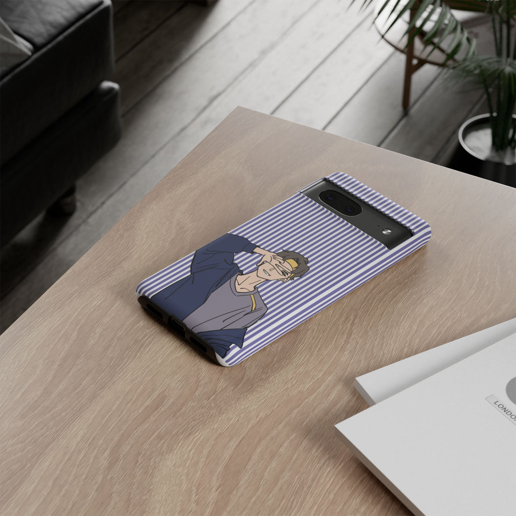 Casual Anime Guy Phone Case | Valentines Day Striped Lines phone case, Purple Stripe Iphone case - Iphone, Samsung and Pixel Mobile cases