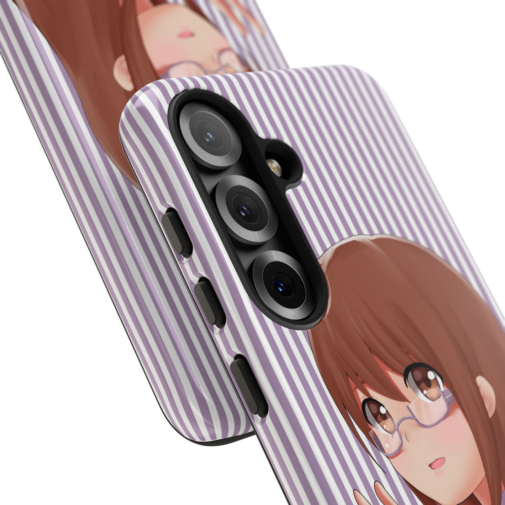 Galentines Day Striped lines mobile case, Glasses Anime Girl Stripe Iphone case | Tough Cases - Iphone, Samsung and Pixel Mobile cases