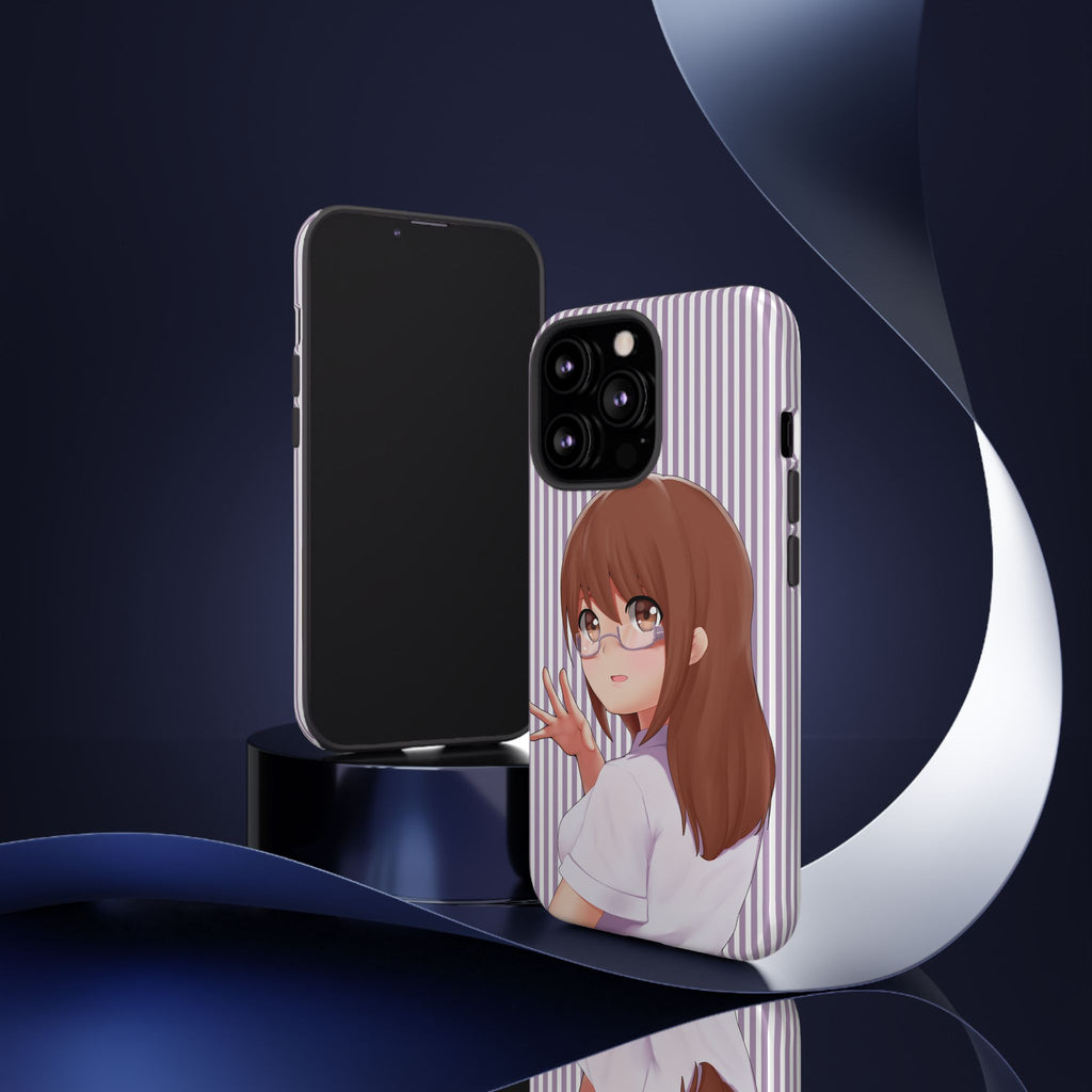 Galentines Day Striped lines mobile case, Glasses Anime Girl Stripe Iphone case | Tough Cases - Iphone, Samsung and Pixel Mobile cases