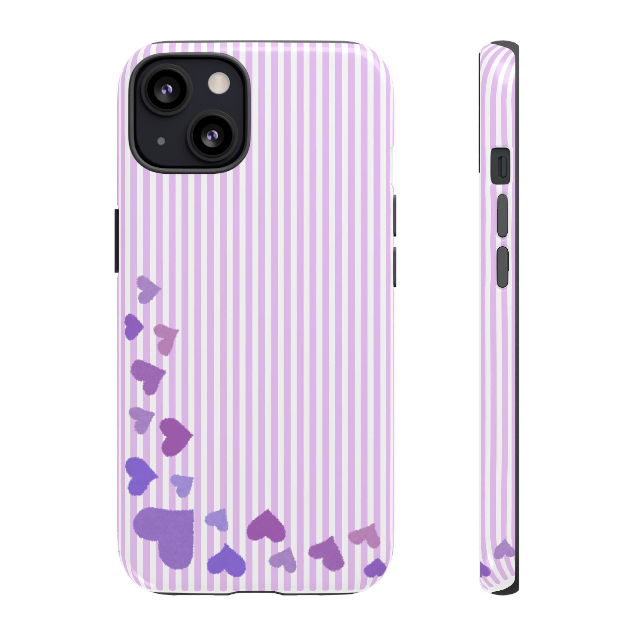 Valentines Day Striped hearts phone case, Purple Heart Floral Stripe Iphone case | Tough Cases - Iphone, Samsung and Pixel Mobile cases