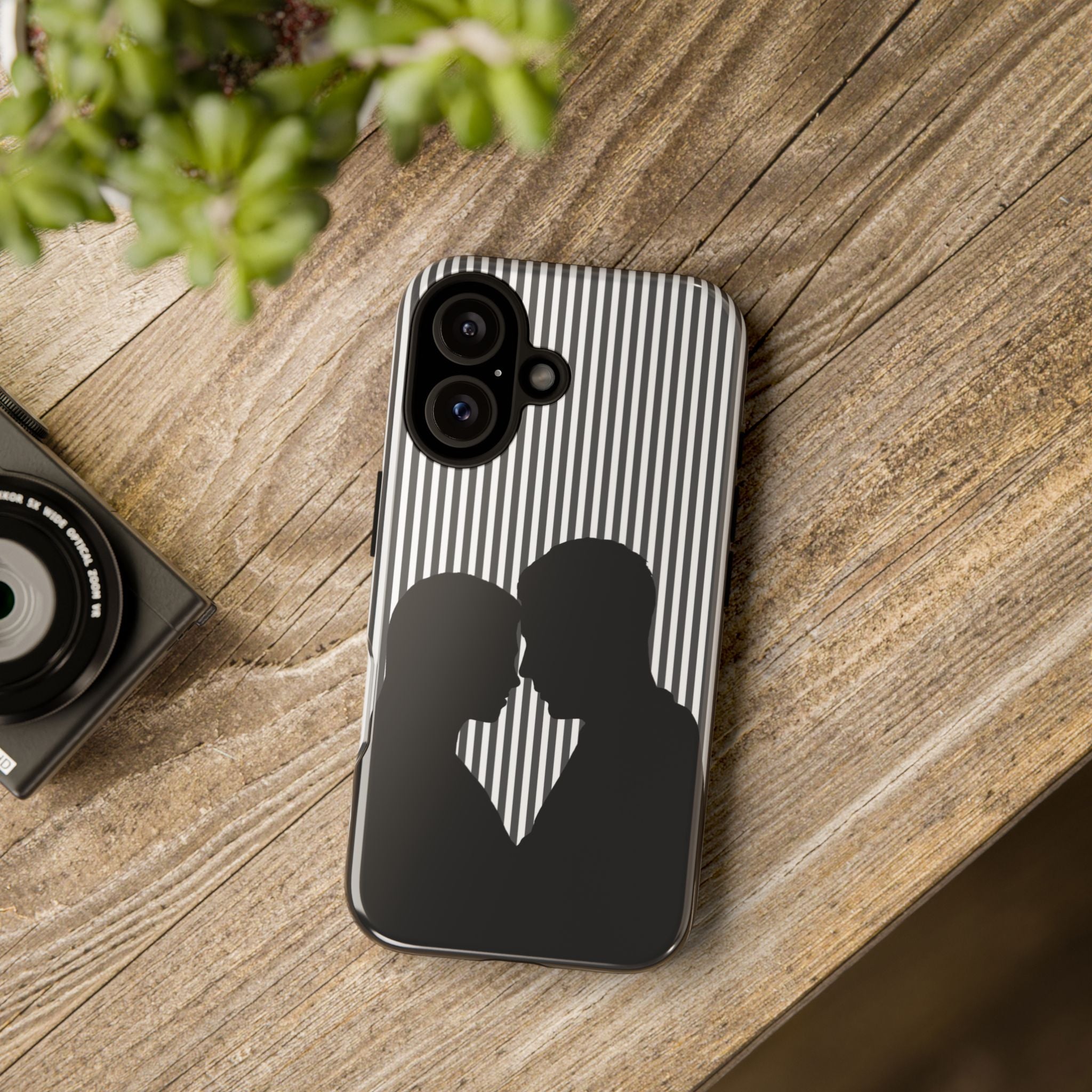 Silhouette Couple Phone Case | Galentines Day Striped Black and white phone case, Stripe Iphone case - Iphone, Samsung and Pixel Mobile case