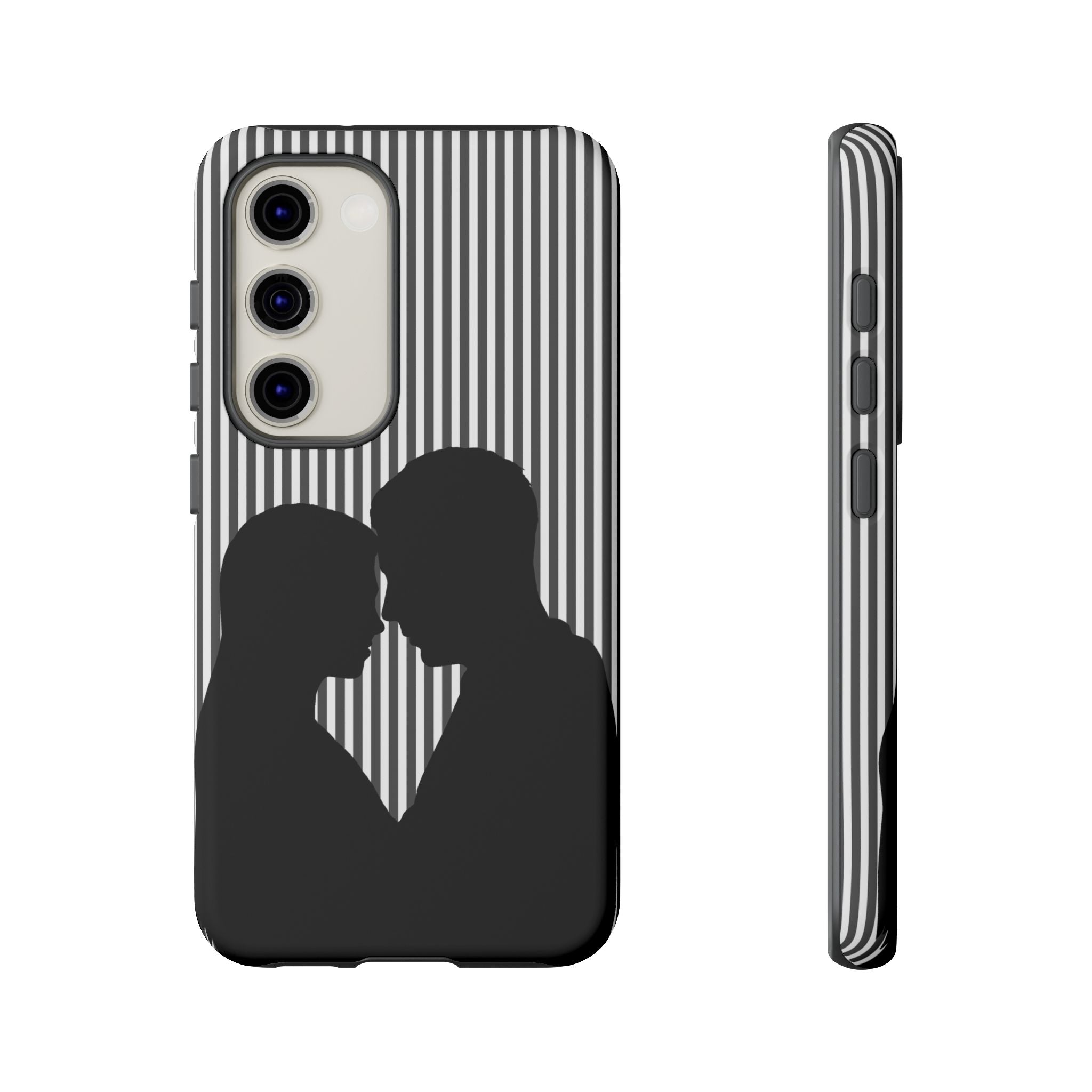 Silhouette Couple Phone Case | Galentines Day Striped Black and white phone case, Stripe Iphone case - Iphone, Samsung and Pixel Mobile case