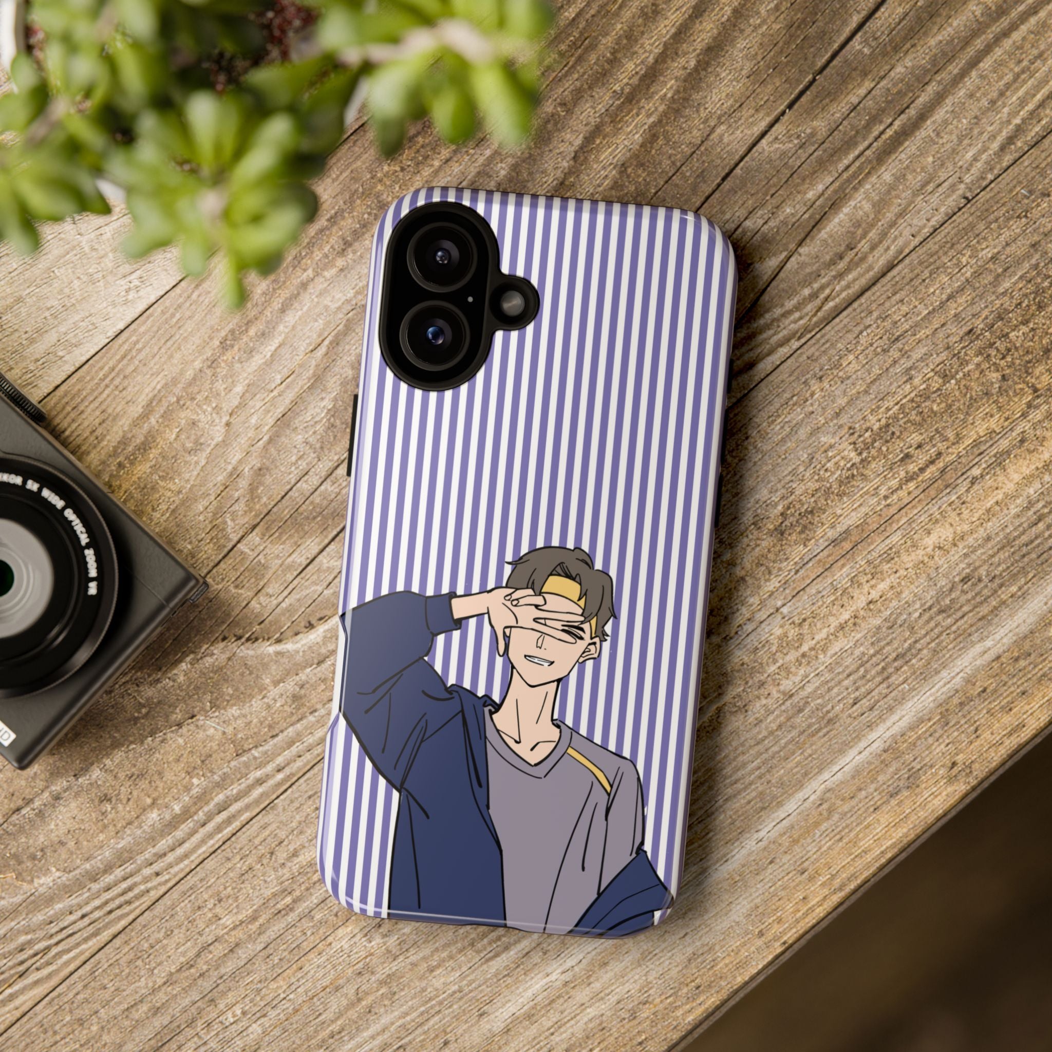 Casual Anime Guy Phone Case | Valentines Day Striped Lines phone case, Purple Stripe Iphone case - Iphone, Samsung and Pixel Mobile cases