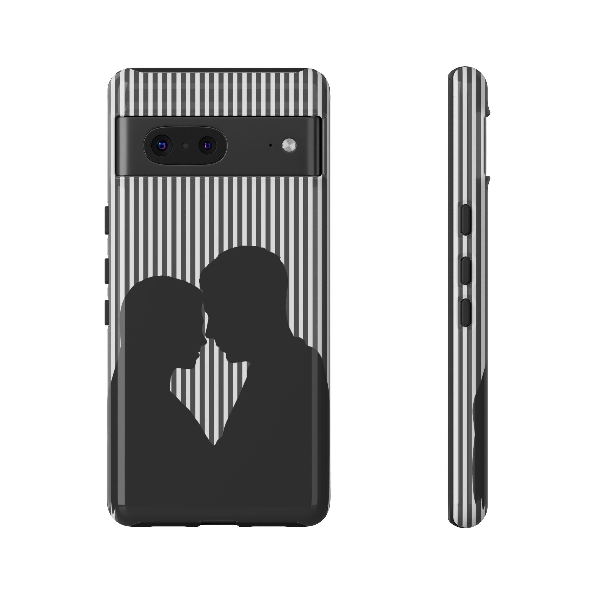 Silhouette Couple Phone Case | Galentines Day Striped Black and white phone case, Stripe Iphone case - Iphone, Samsung and Pixel Mobile case