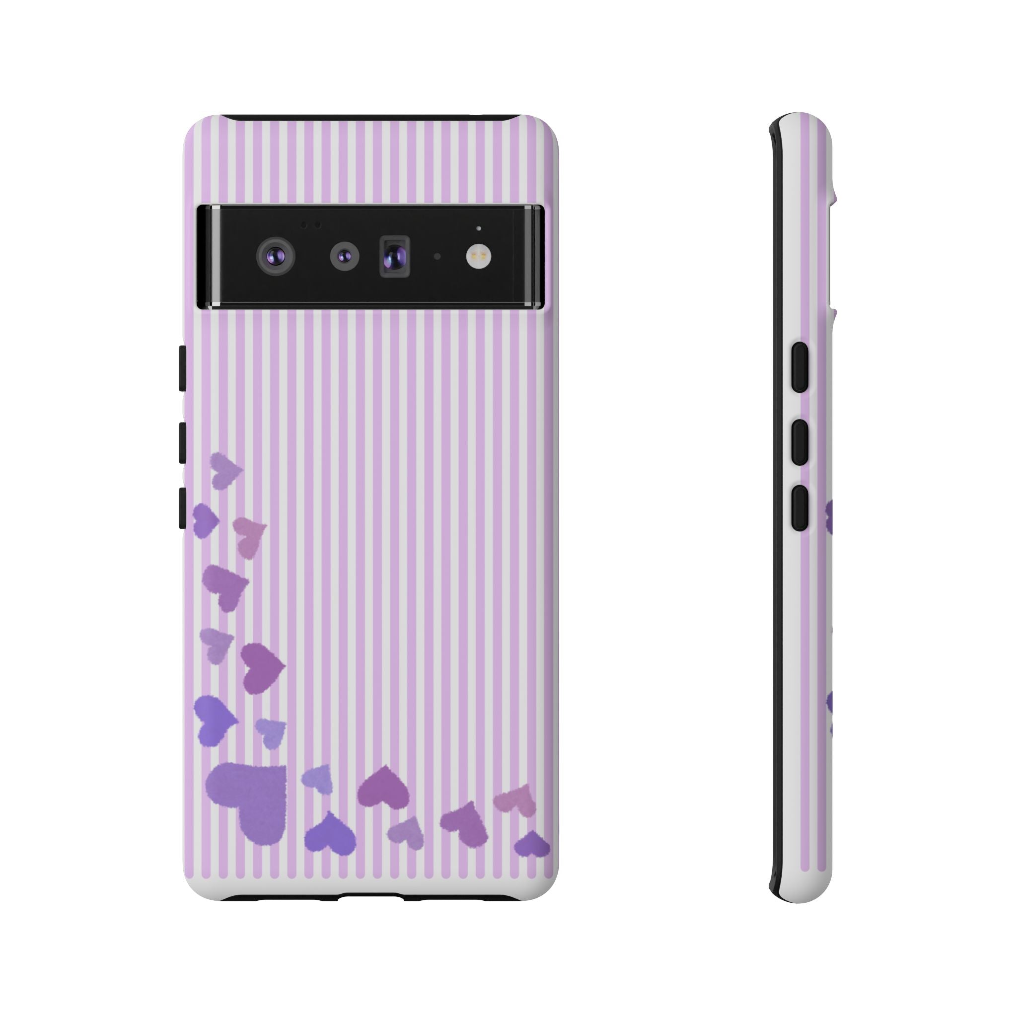 Valentines Day Striped hearts phone case, Purple Heart Floral Stripe Iphone case | Tough Cases - Iphone, Samsung and Pixel Mobile cases