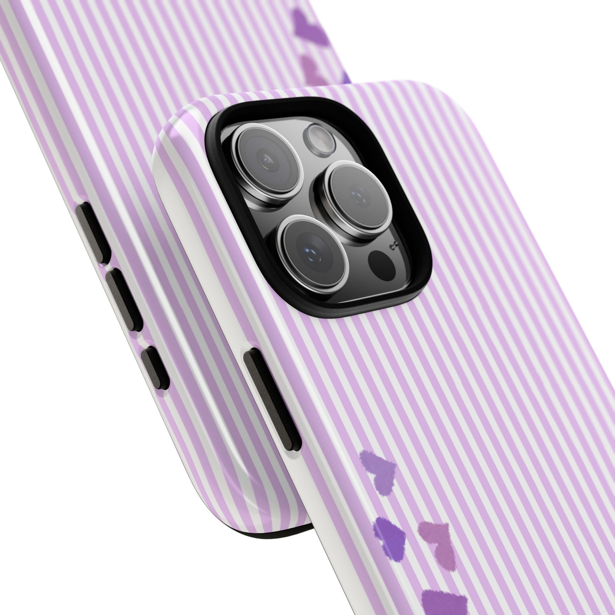 Valentines Day Striped hearts phone case, Purple Heart Floral Stripe Iphone case | Tough Cases - Iphone, Samsung and Pixel Mobile cases