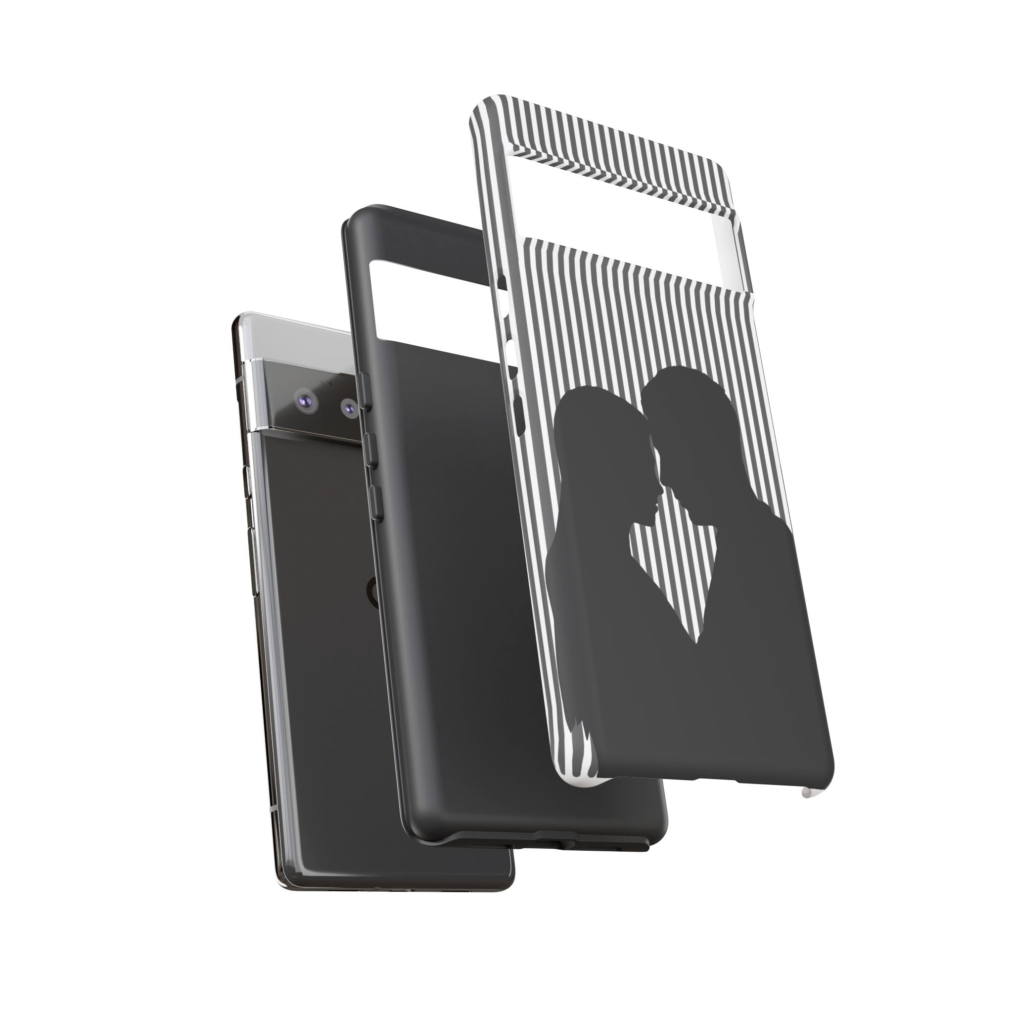 Silhouette Couple Phone Case | Galentines Day Striped Black and white phone case, Stripe Iphone case - Iphone, Samsung and Pixel Mobile case