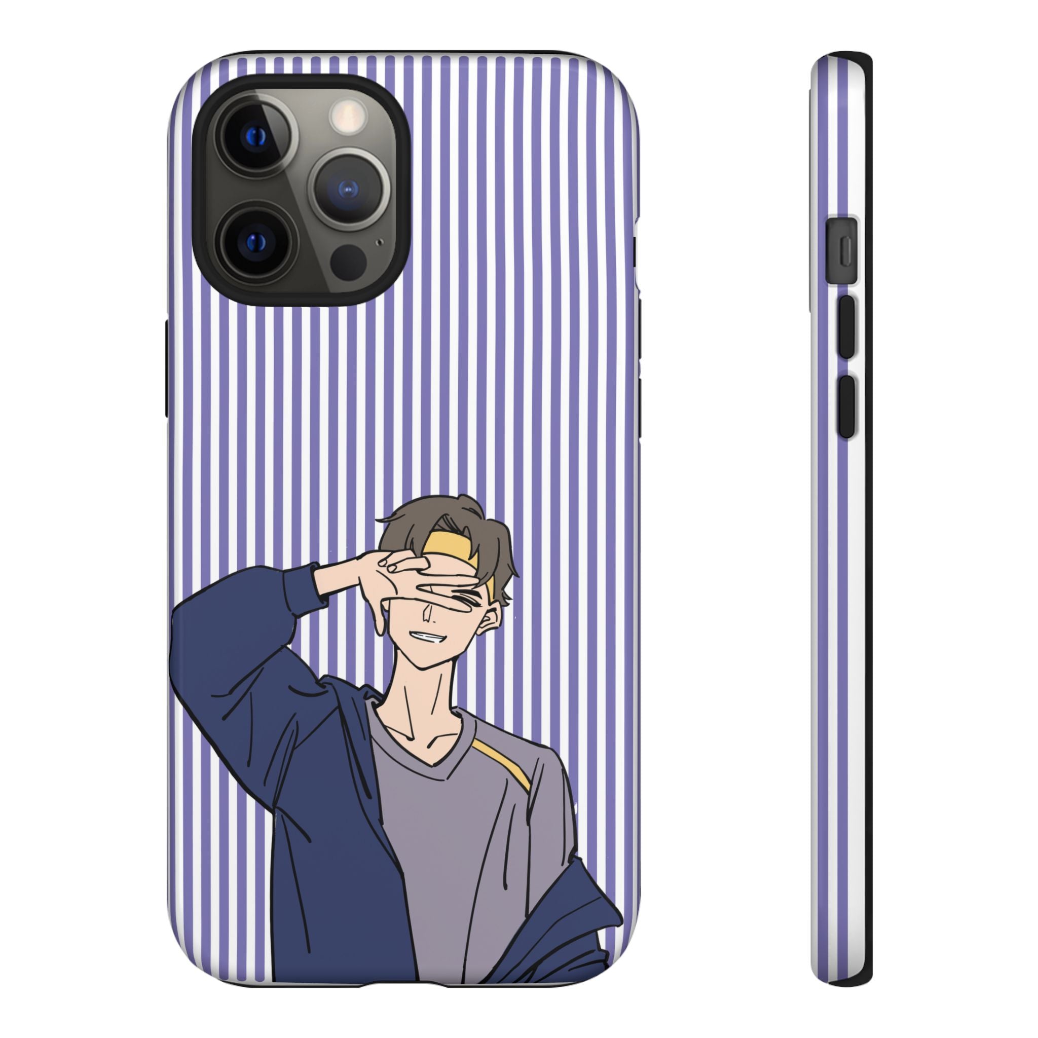 Casual Anime Guy Phone Case | Valentines Day Striped Lines phone case, Purple Stripe Iphone case - Iphone, Samsung and Pixel Mobile cases