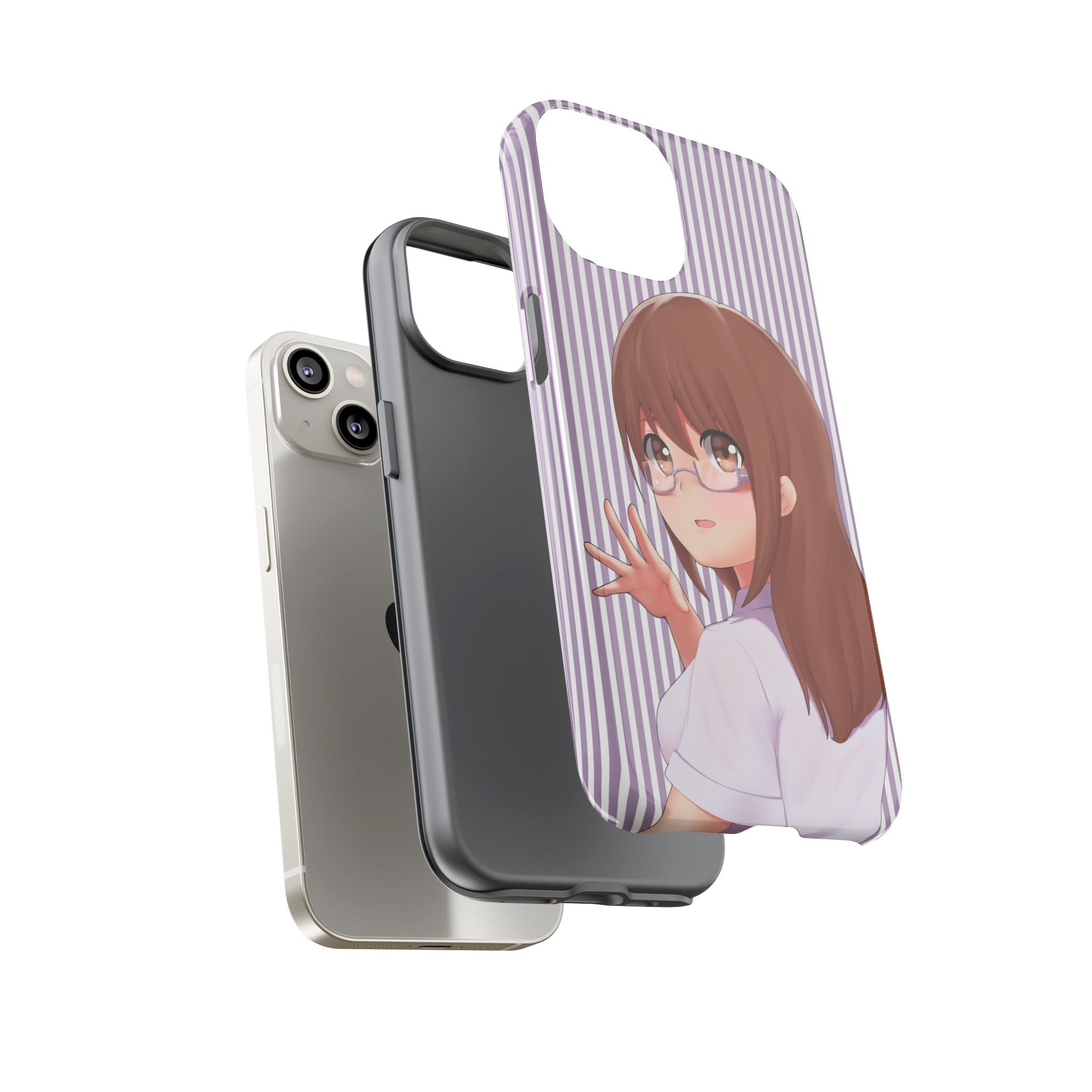 Galentines Day Striped lines mobile case, Glasses Anime Girl Stripe Iphone case | Tough Cases - Iphone, Samsung and Pixel Mobile cases