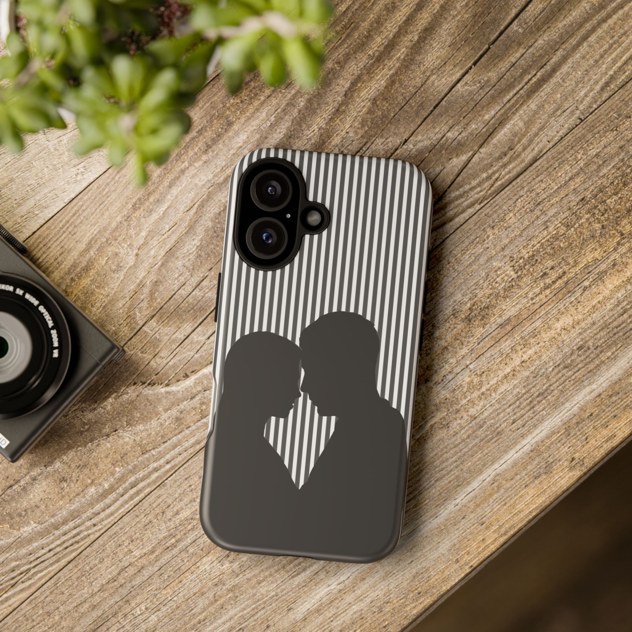 Silhouette Couple Phone Case | Galentines Day Striped Black and white phone case, Stripe Iphone case - Iphone, Samsung and Pixel Mobile case