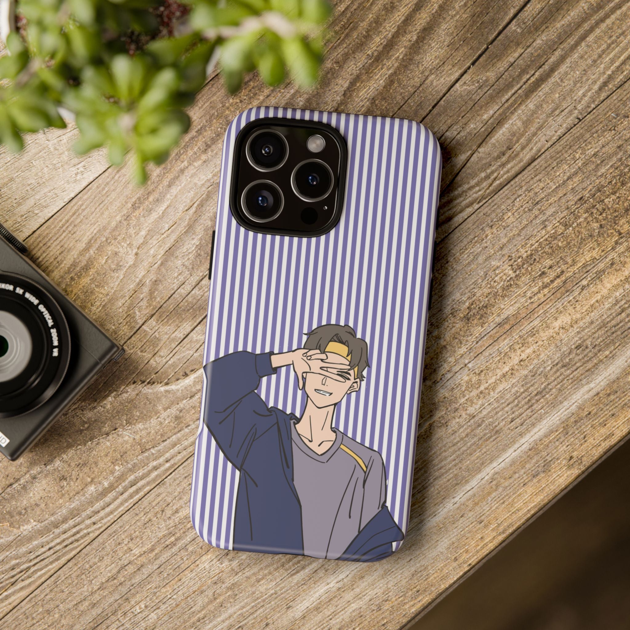 Casual Anime Guy Phone Case | Valentines Day Striped Lines phone case, Purple Stripe Iphone case - Iphone, Samsung and Pixel Mobile cases