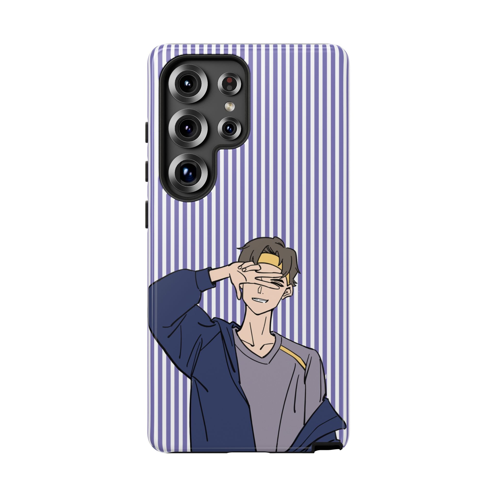 Casual Anime Guy Phone Case | Valentines Day Striped Lines phone case, Purple Stripe Iphone case - Iphone, Samsung and Pixel Mobile cases