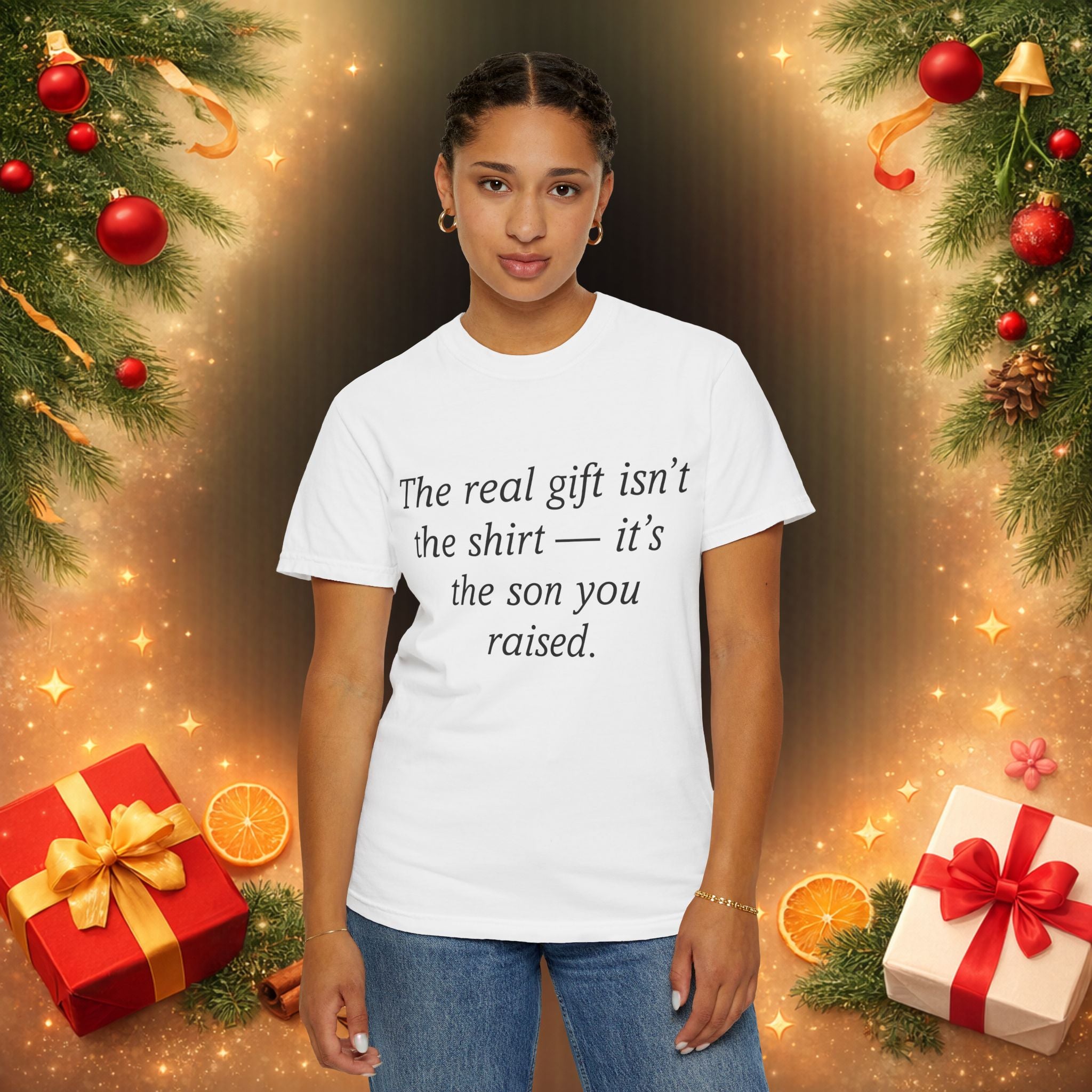 The Real Gift Isn’t The Shirt Tee, Gift From Son or Daughter to Mom & Dad, Funny Parent Appreciation Shirt, Birthday Gift
