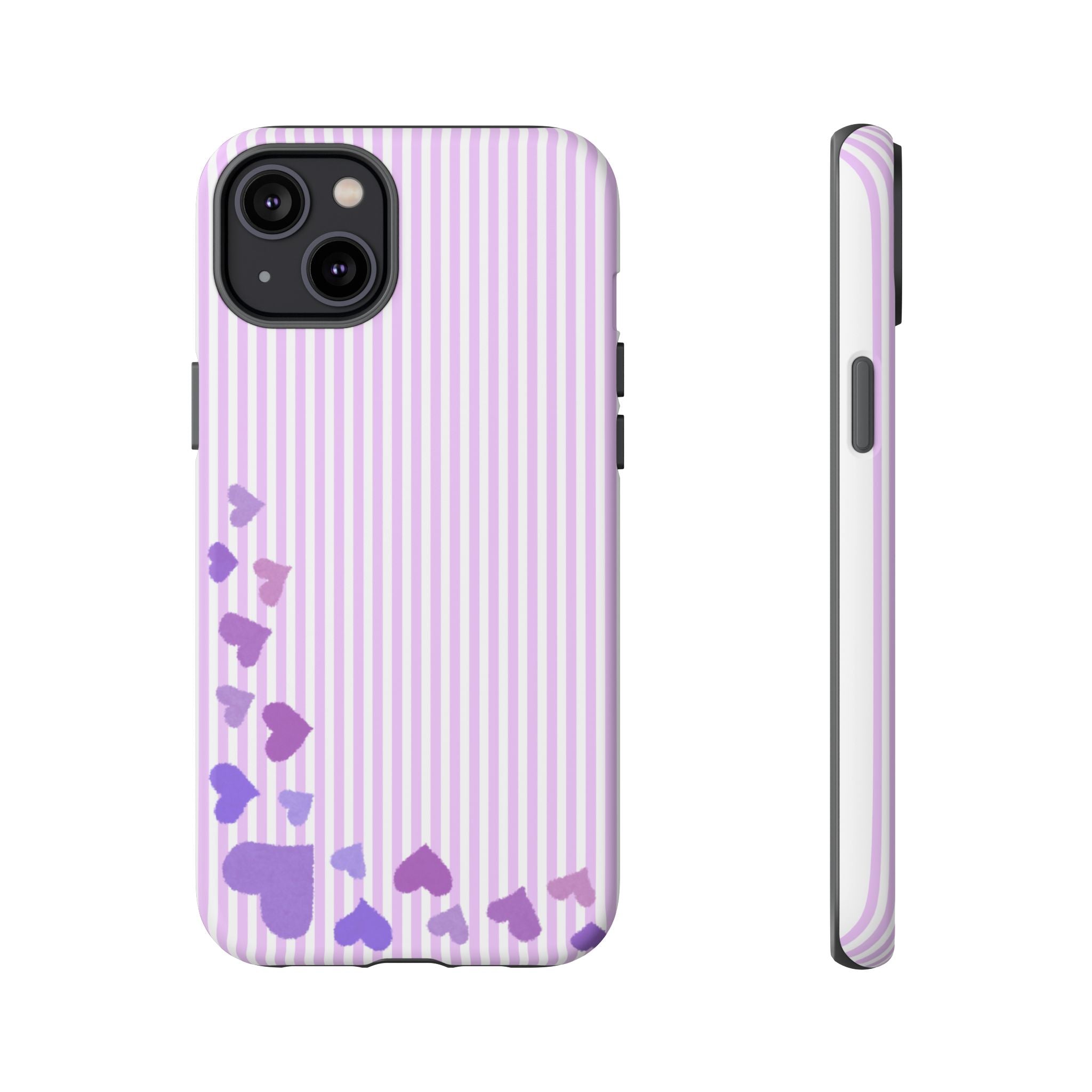 Valentines Day Striped hearts phone case, Purple Heart Floral Stripe Iphone case | Tough Cases - Iphone, Samsung and Pixel Mobile cases