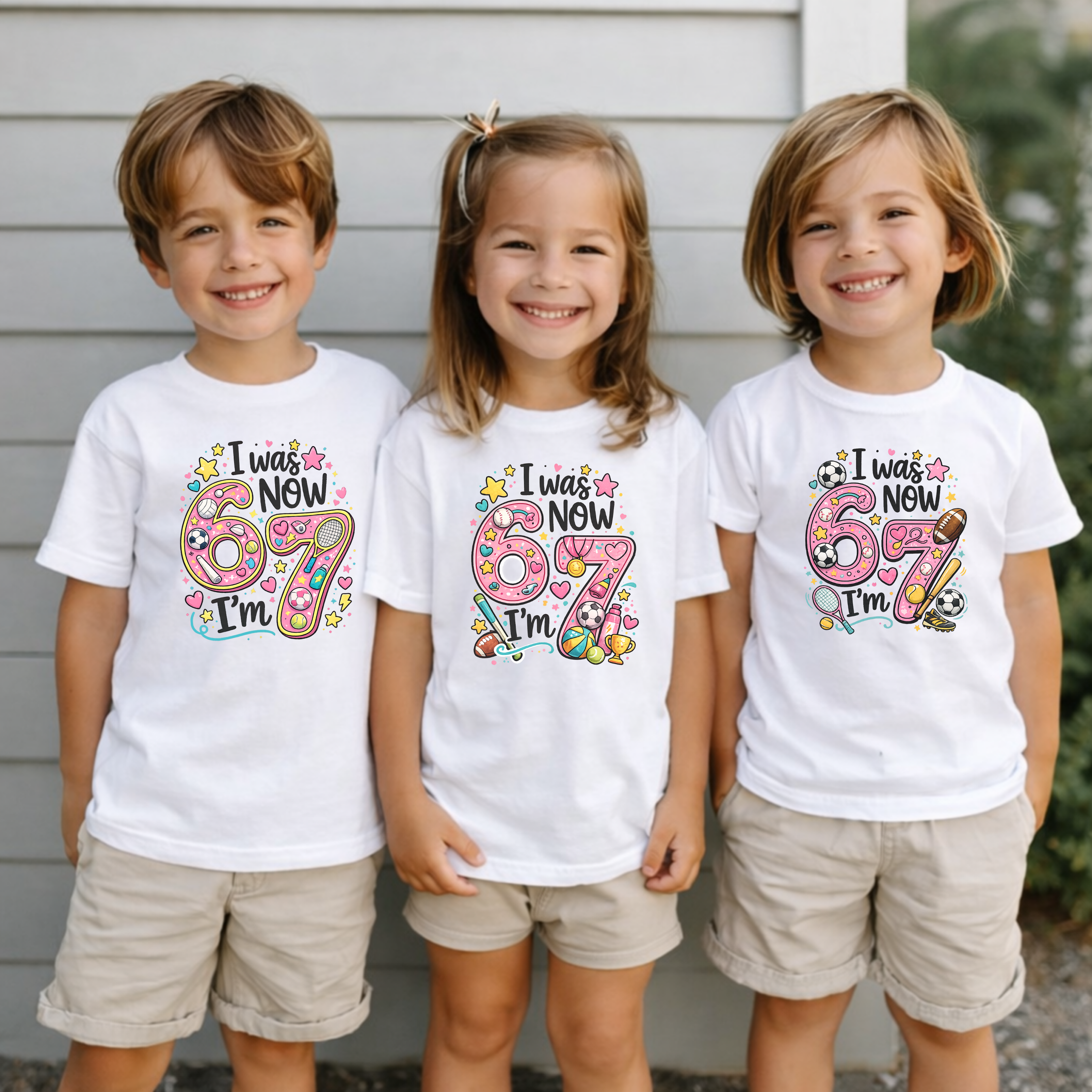 I Was 6 Now I’m 7 Birthday Shirt, Sports 7th Birthday Tee, Youth Kids Sports Party Gift, Custom Age, football shirt, kids shirt, 3 options