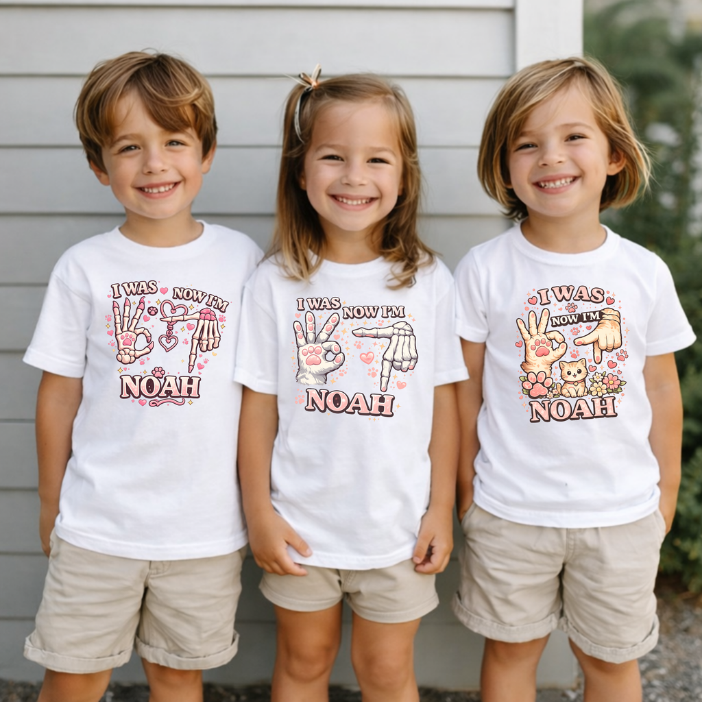 Custom I Was 6 Now I’m 7 Shirt, Retro 6 7 Birthday Shirt, 7th Birthday Boy Tee, Funny 7th B-Day Gift for Boy, Personalized Name Tee, 67 Tees
