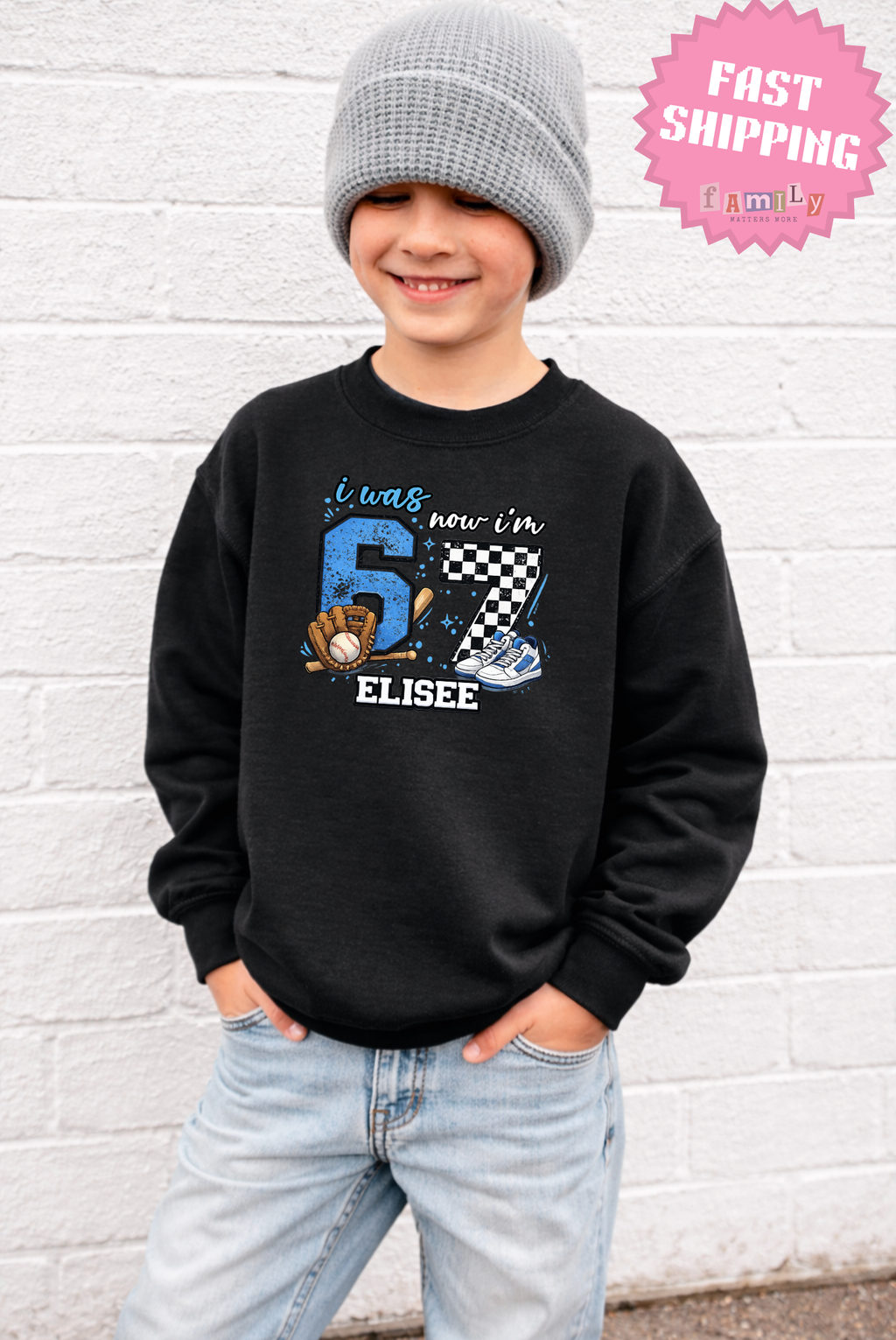 I Was 6 Now I’m 7 Baseball Birthday Shirt, Personalized Name 7th Birthday Boy Tee, Youth Sports custom name shirt, Custom Age