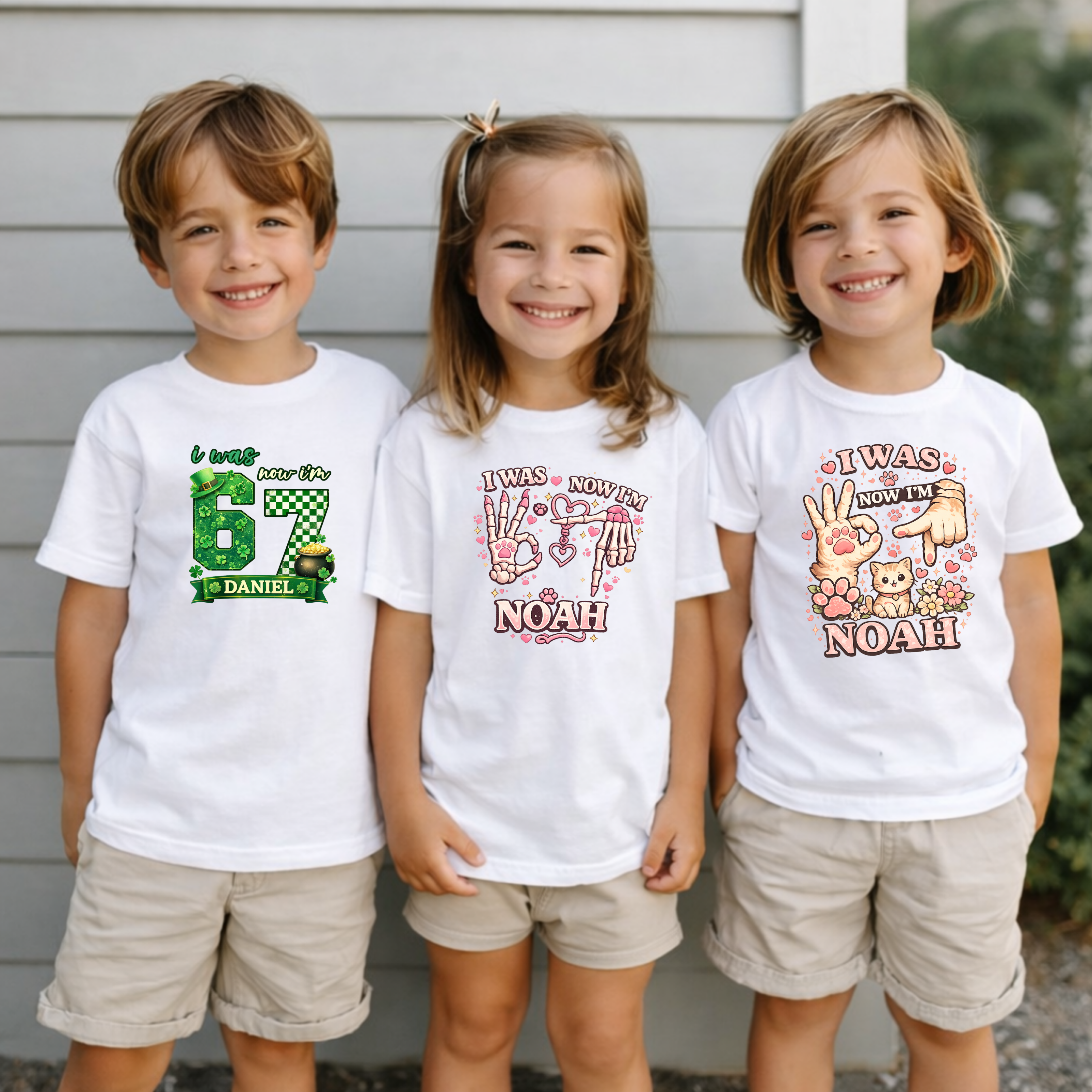 I Was 6 Now I’m 7 St. Patrick's Day Shirt, Personalized Name 7th Birthday Boy Tee, Youth Kids Sports Party Gift, Custom Age