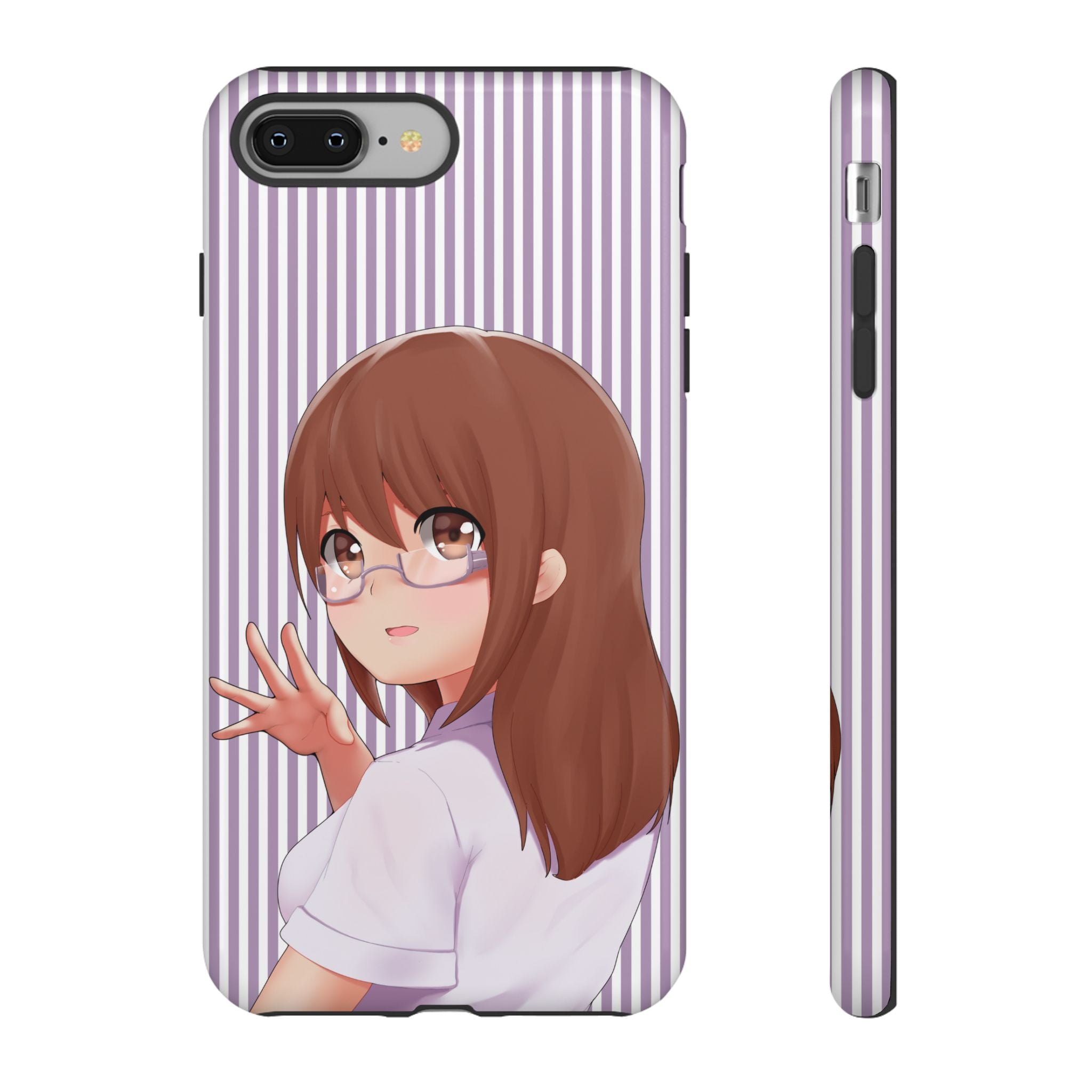 Galentines Day Striped lines mobile case, Glasses Anime Girl Stripe Iphone case | Tough Cases - Iphone, Samsung and Pixel Mobile cases