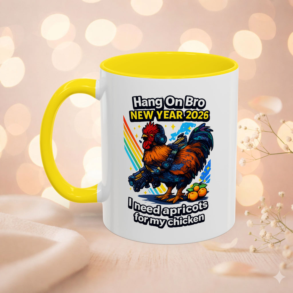Hang On Bro 2026 Apricots Mug, Funny Rooster Gamer Coffee Mug 15oz Accent Cup, Arc Raiders Inspired Gift for Brother
