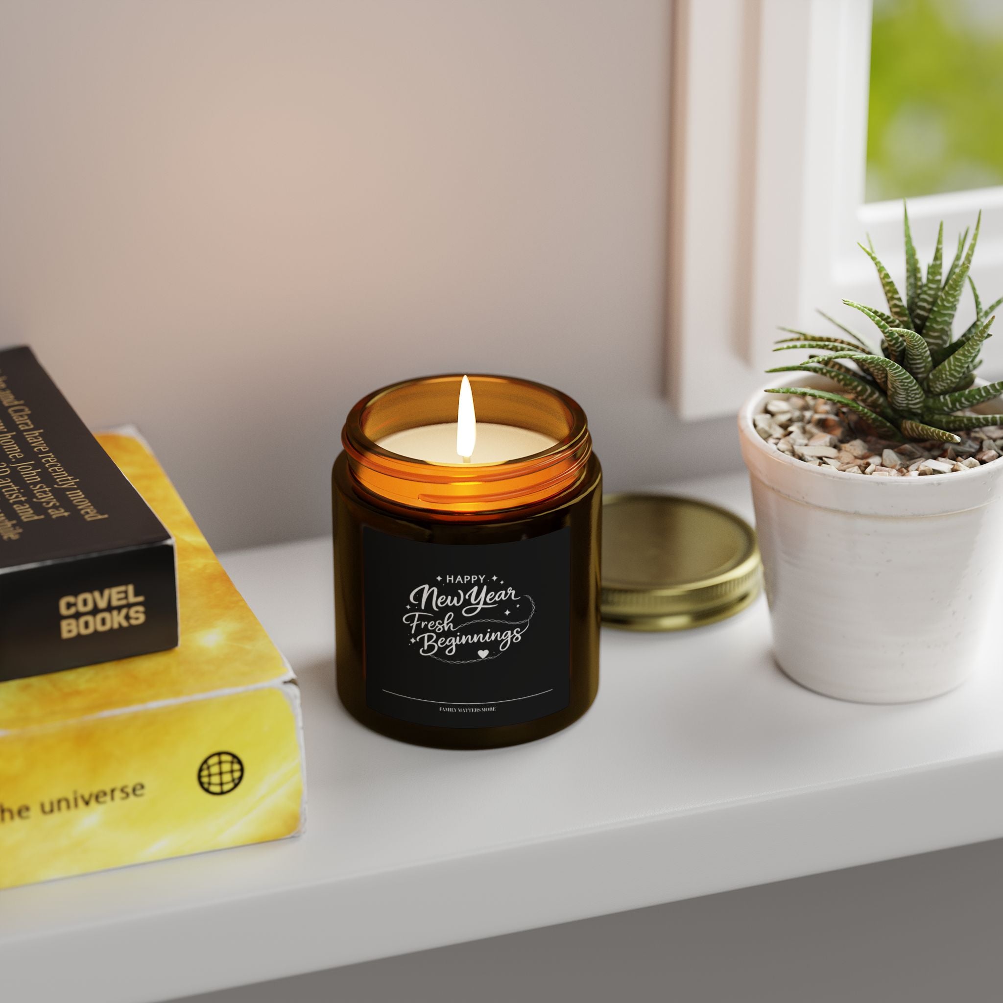 Happy New Year Fresh Beginnings Candle, Scented Soy Candle 4oz 9oz, New Years Eve Gift, Jar Candle
