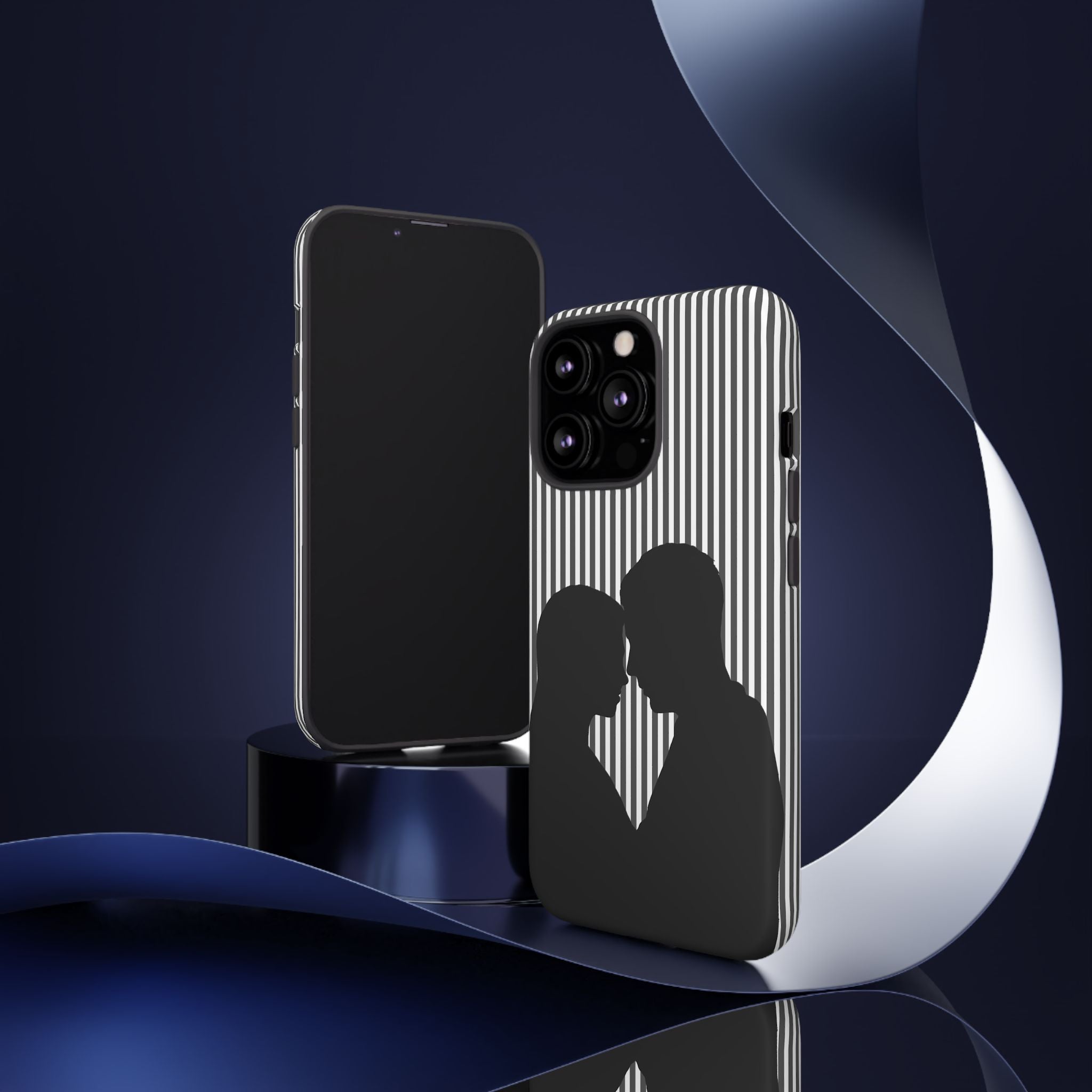 Silhouette Couple Phone Case | Galentines Day Striped Black and white phone case, Stripe Iphone case - Iphone, Samsung and Pixel Mobile case