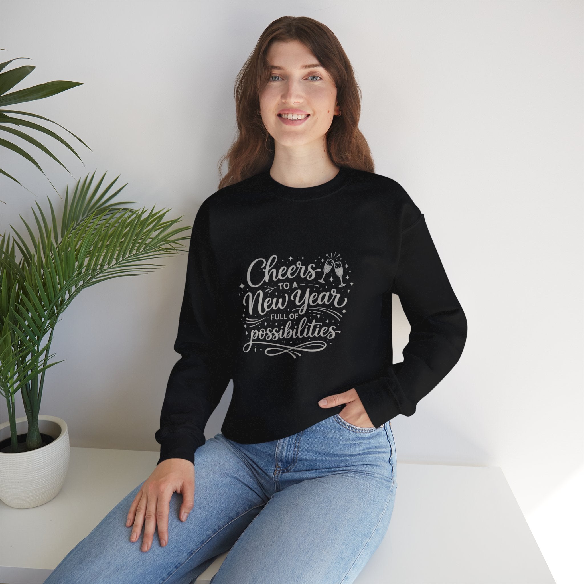 Cheers To A New Year Sweatshirt, Full Of Possibilities Hoodie, Champagne NYE Crewneck, Unisex Adult Youth