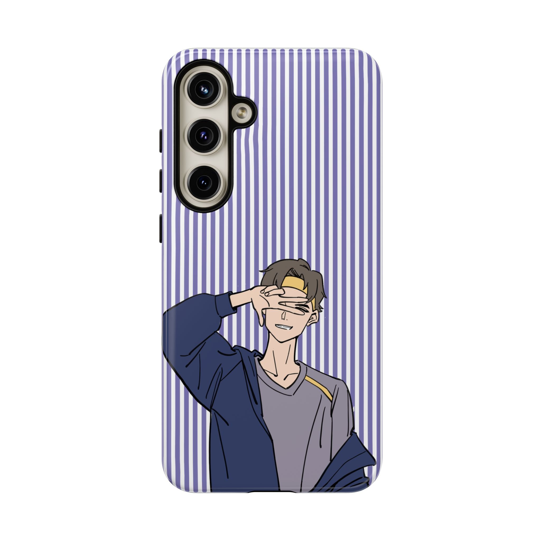 Casual Anime Guy Phone Case | Valentines Day Striped Lines phone case, Purple Stripe Iphone case - Iphone, Samsung and Pixel Mobile cases
