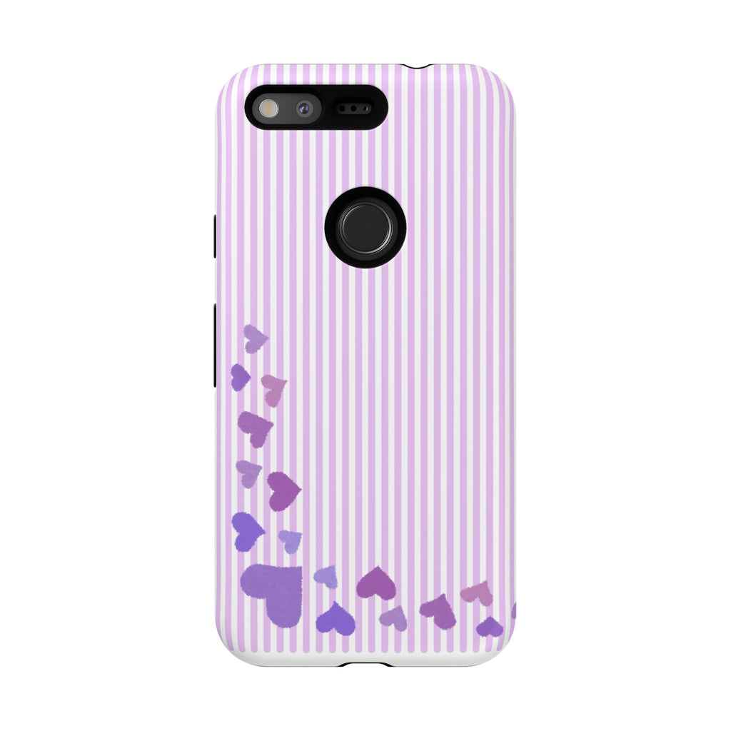 Valentines Day Striped hearts phone case, Purple Heart Floral Stripe Iphone case | Tough Cases - Iphone, Samsung and Pixel Mobile cases