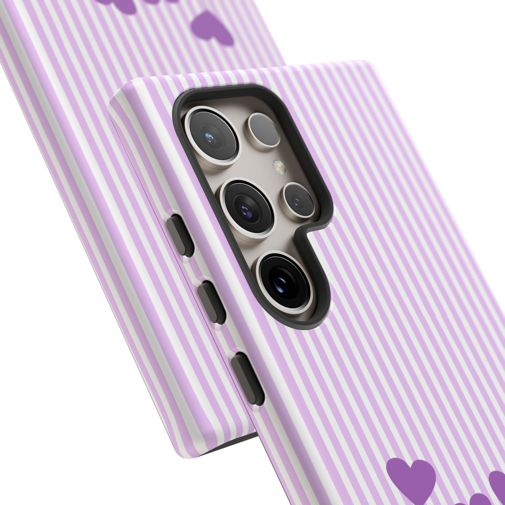 Galentines Day Striped hearts phone case, Purple Heart Floral Stripe Iphone case | Tough Cases - Iphone, Samsung and Pixel Mobile cases