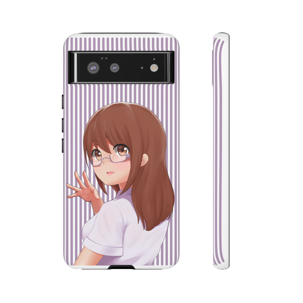 Galentines Day Striped lines mobile case, Glasses Anime Girl Stripe Iphone case | Tough Cases - Iphone, Samsung and Pixel Mobile cases