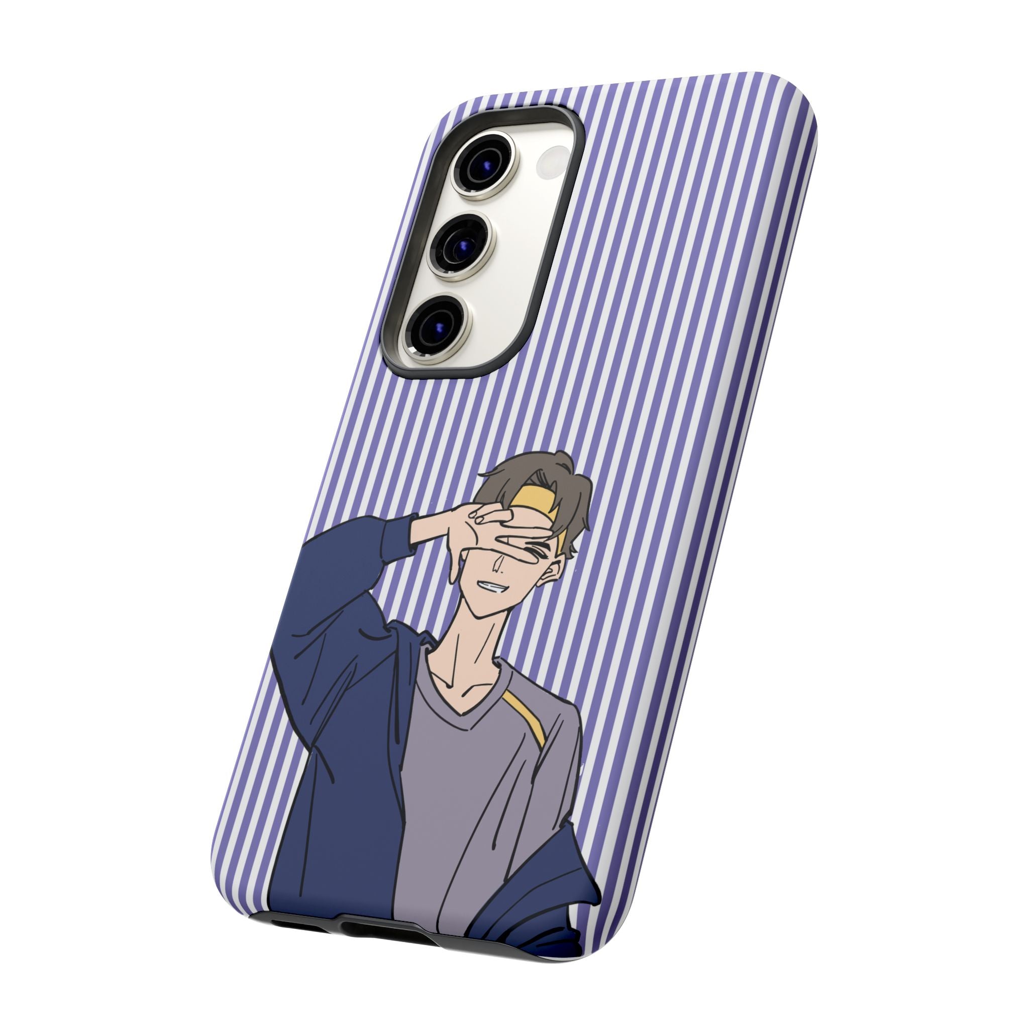 Casual Anime Guy Phone Case | Valentines Day Striped Lines phone case, Purple Stripe Iphone case - Iphone, Samsung and Pixel Mobile cases