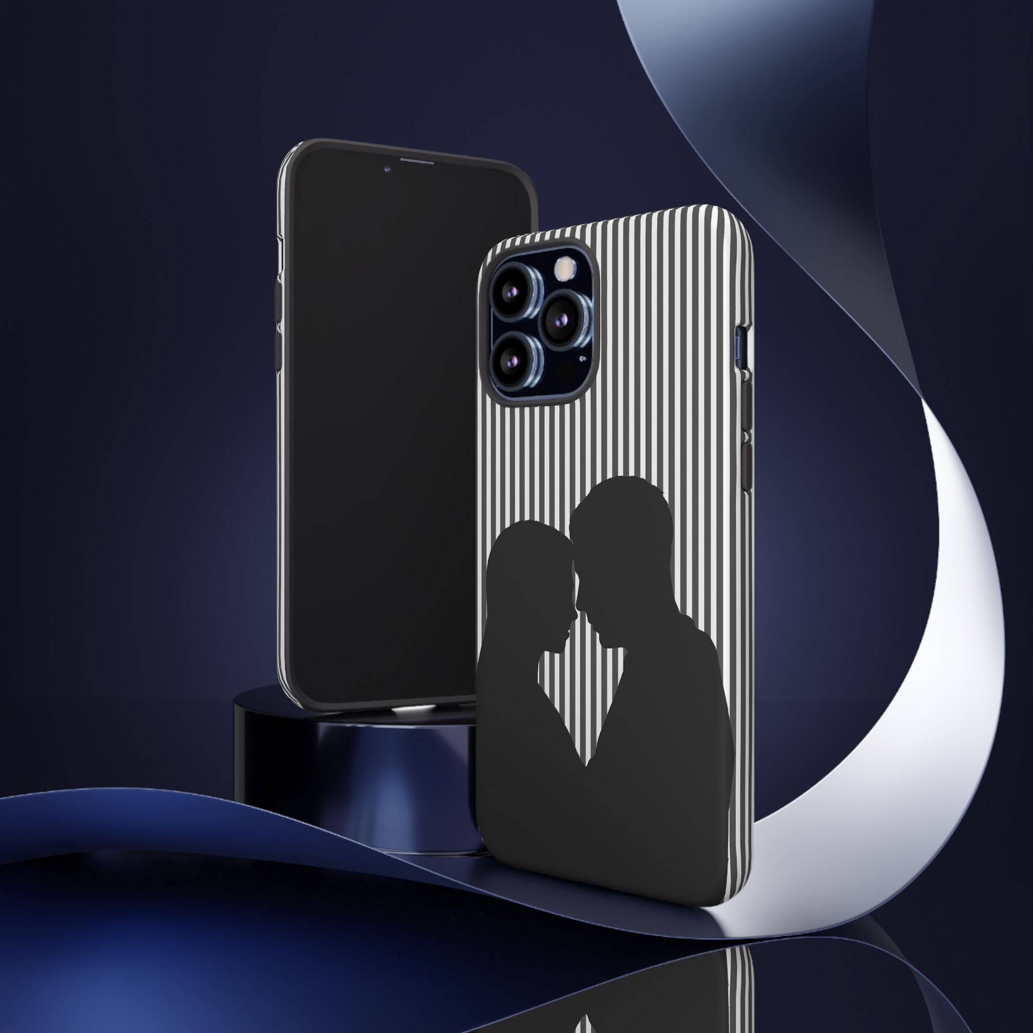 Silhouette Couple Phone Case | Galentines Day Striped Black and white phone case, Stripe Iphone case - Iphone, Samsung and Pixel Mobile case