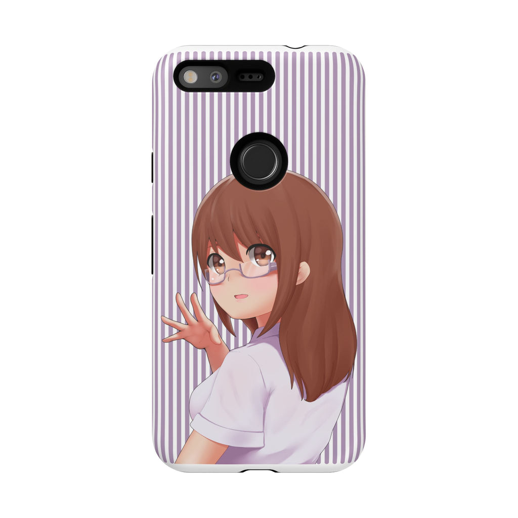 Galentines Day Striped lines mobile case, Glasses Anime Girl Stripe Iphone case | Tough Cases - Iphone, Samsung and Pixel Mobile cases