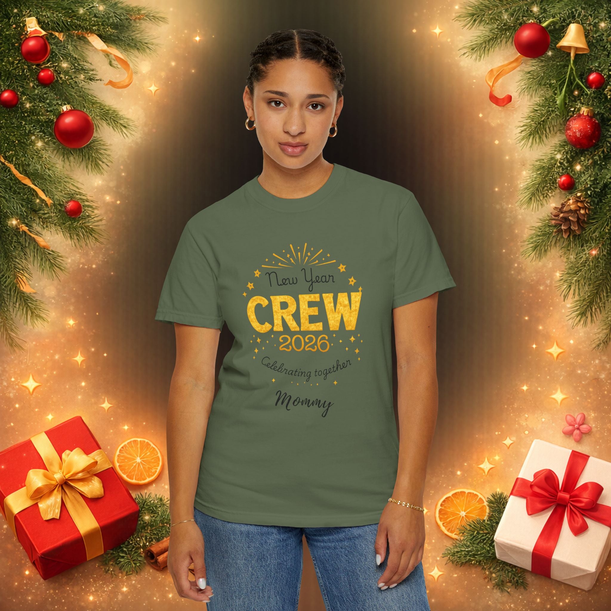Custom 2026 New Year Family Crew Shirts, Personalized Names, Matching Holiday Tee for Christmas & New Year’s Eve
