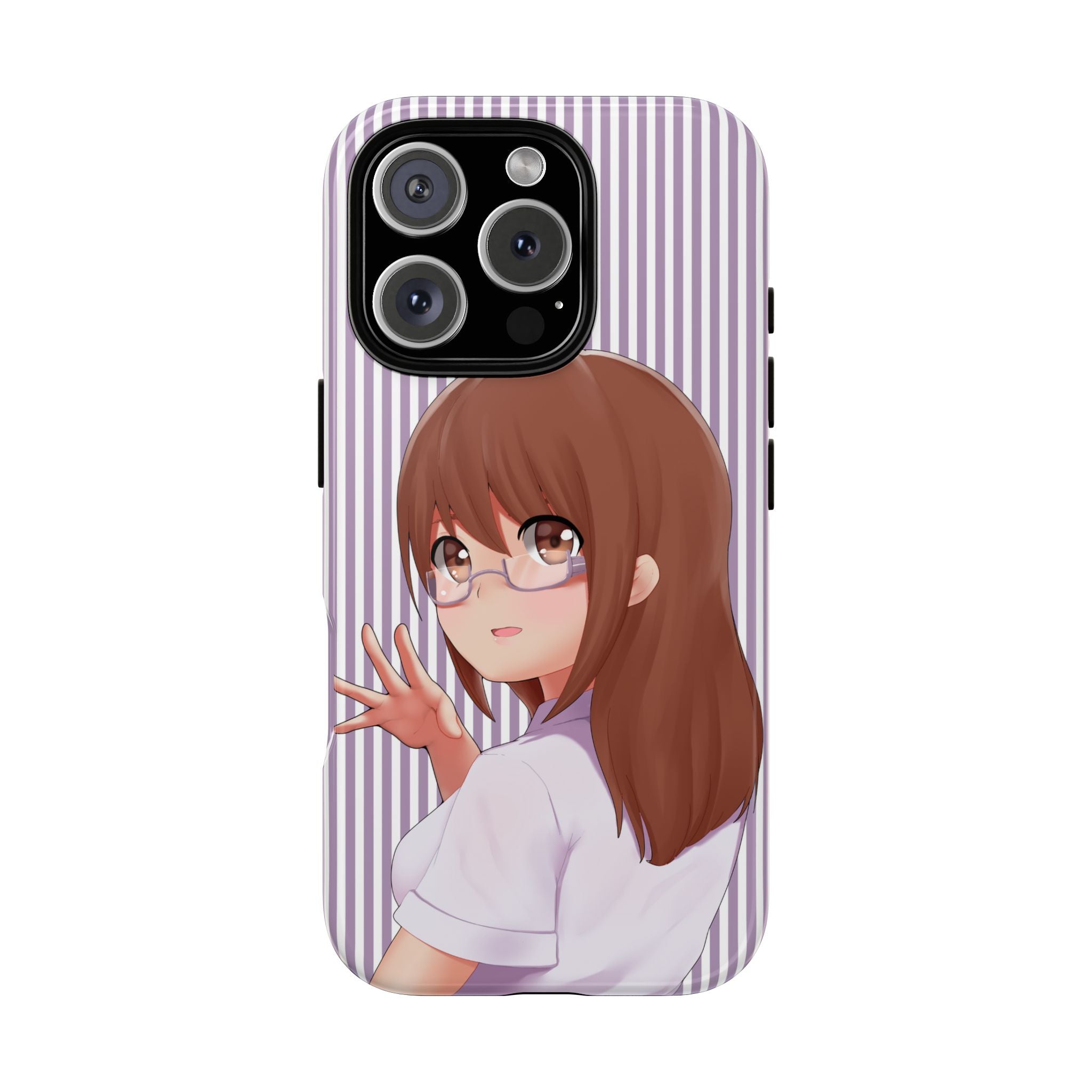 Galentines Day Striped lines mobile case, Glasses Anime Girl Stripe Iphone case | Tough Cases - Iphone, Samsung and Pixel Mobile cases