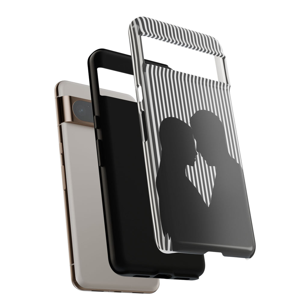 Silhouette Couple Phone Case | Galentines Day Striped Black and white phone case, Stripe Iphone case - Iphone, Samsung and Pixel Mobile case