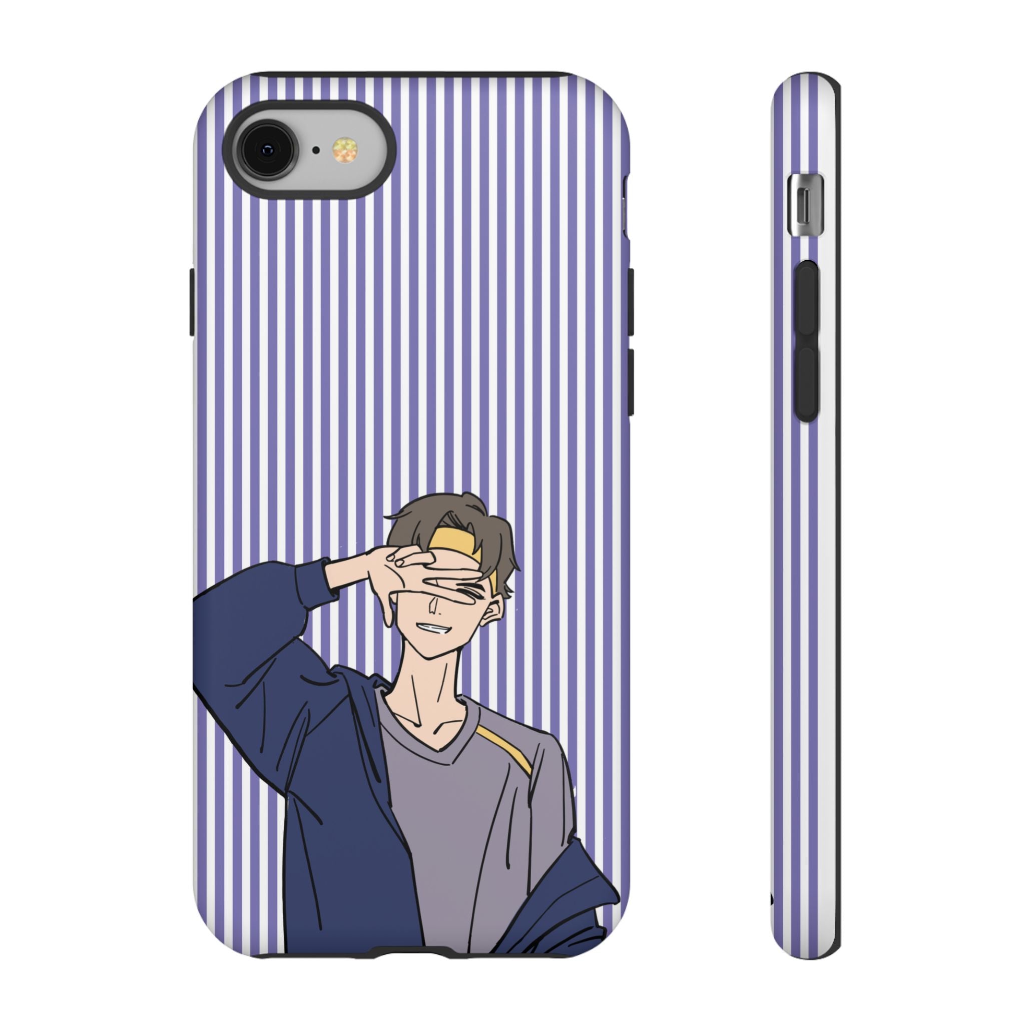 Casual Anime Guy Phone Case | Valentines Day Striped Lines phone case, Purple Stripe Iphone case - Iphone, Samsung and Pixel Mobile cases