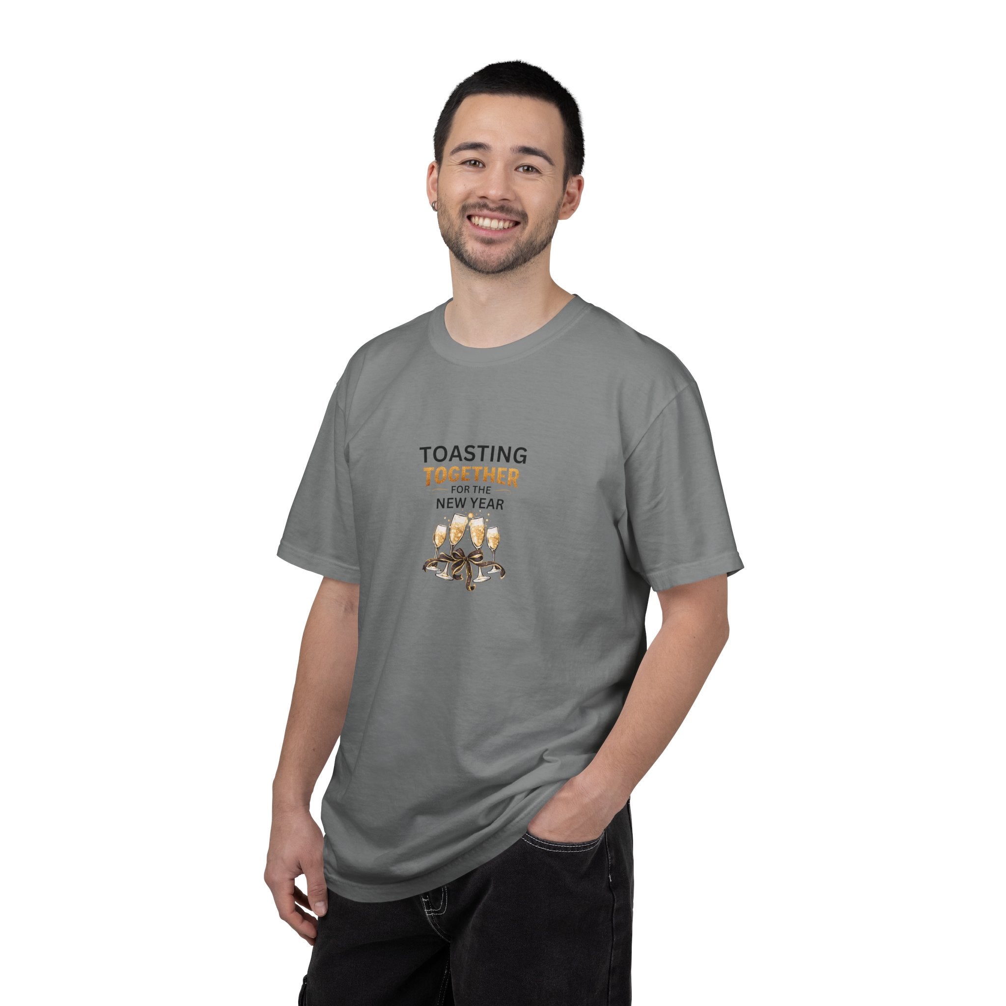Toasting Together New Year Family Shirts, Matching New Years Eve Pajama Tops, Champagne Toast Outfit, Unisex Adult Youth Tee