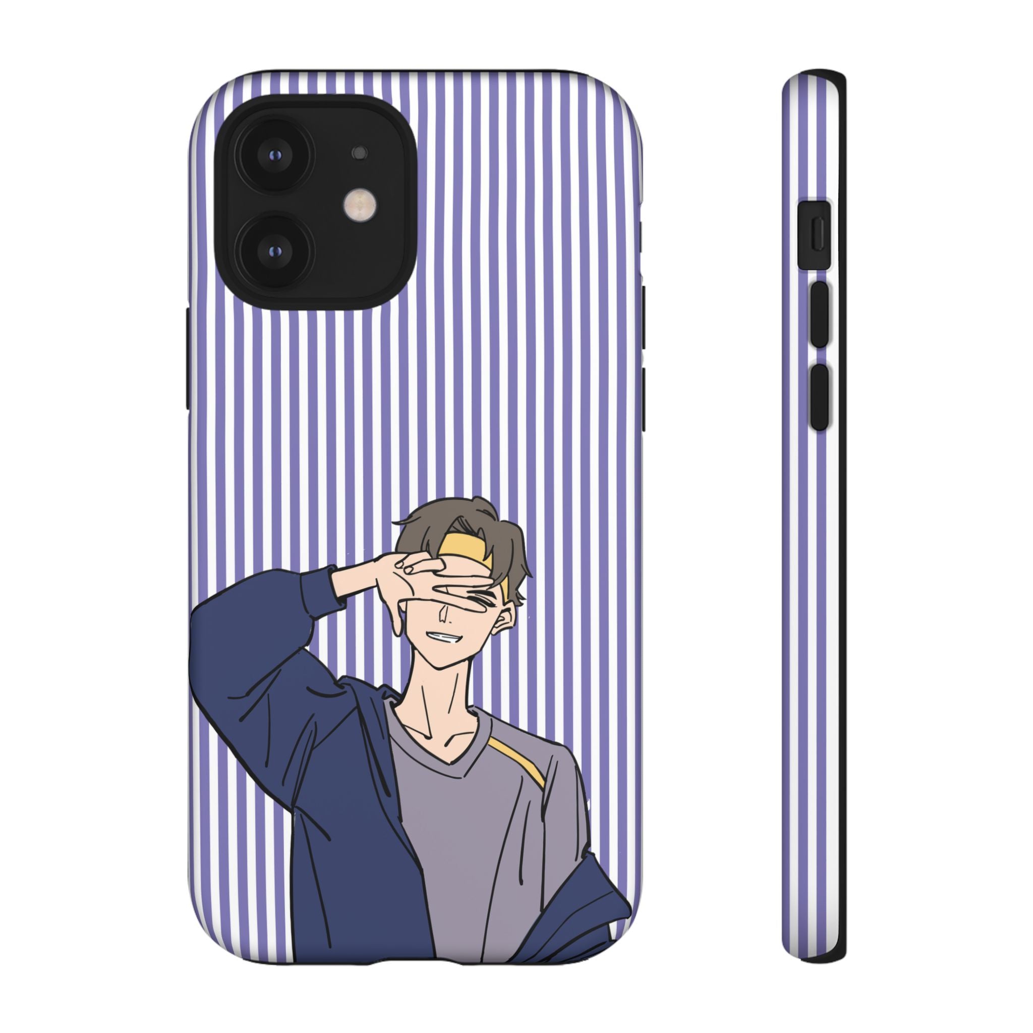 Casual Anime Guy Phone Case | Valentines Day Striped Lines phone case, Purple Stripe Iphone case - Iphone, Samsung and Pixel Mobile cases