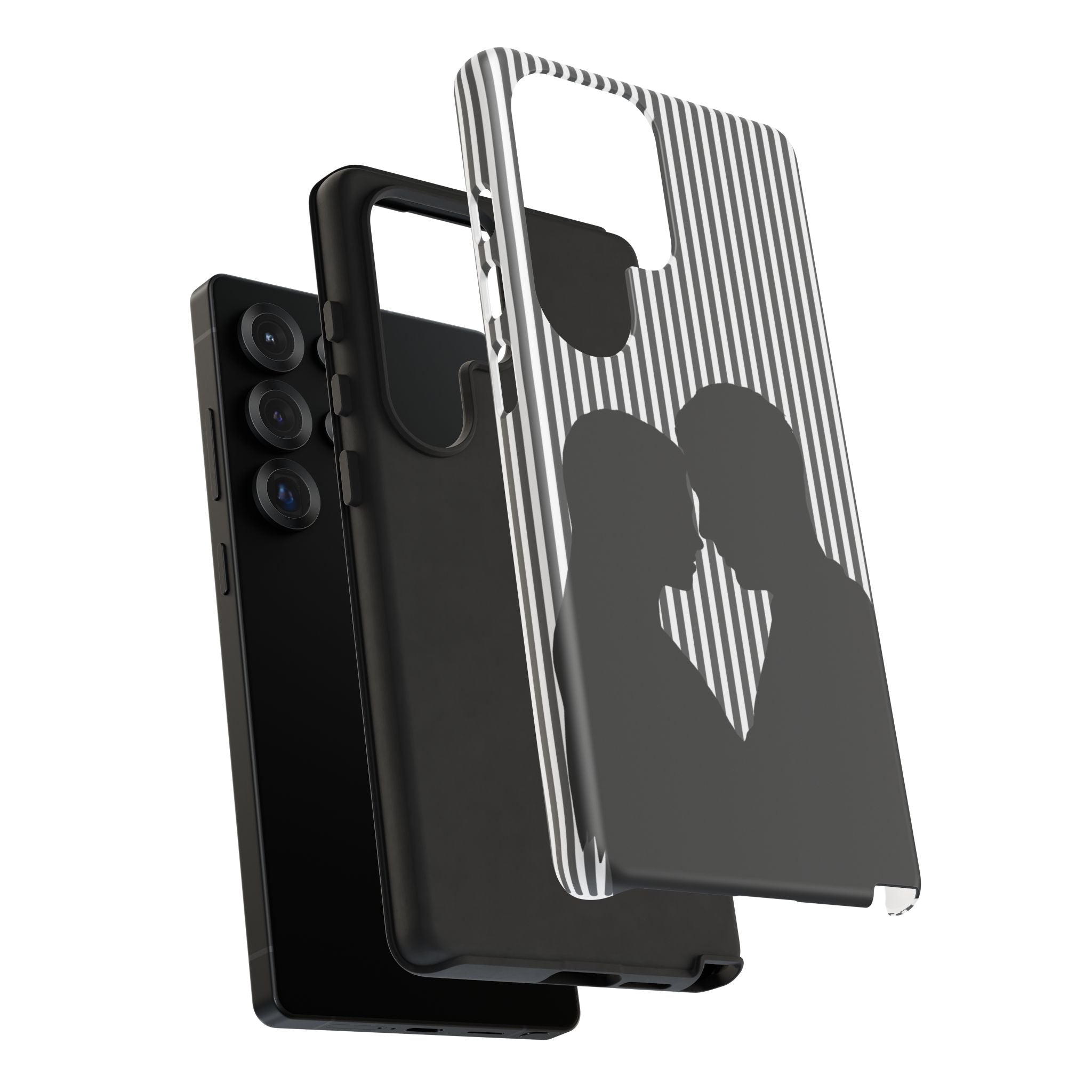 Silhouette Couple Phone Case | Galentines Day Striped Black and white phone case, Stripe Iphone case - Iphone, Samsung and Pixel Mobile case